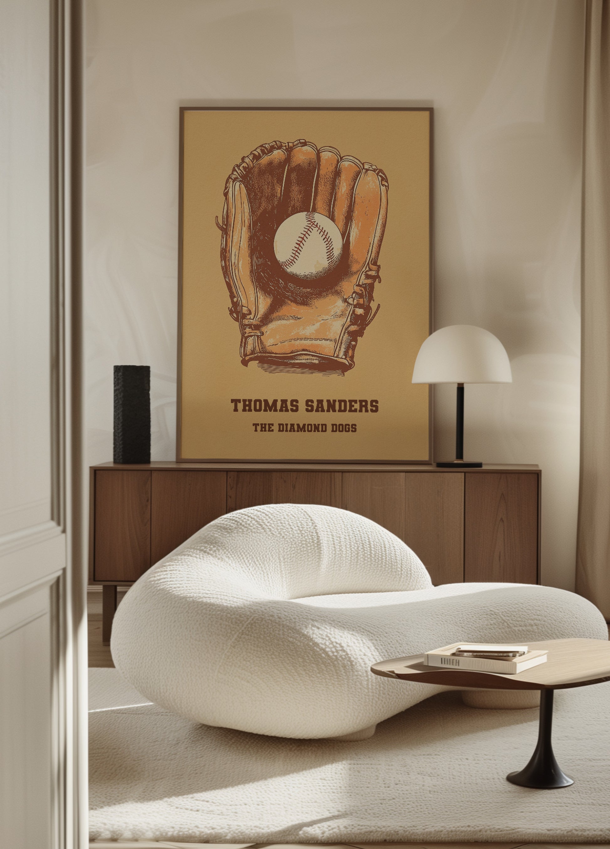 Affiche de gant et de balle de baseball vintage