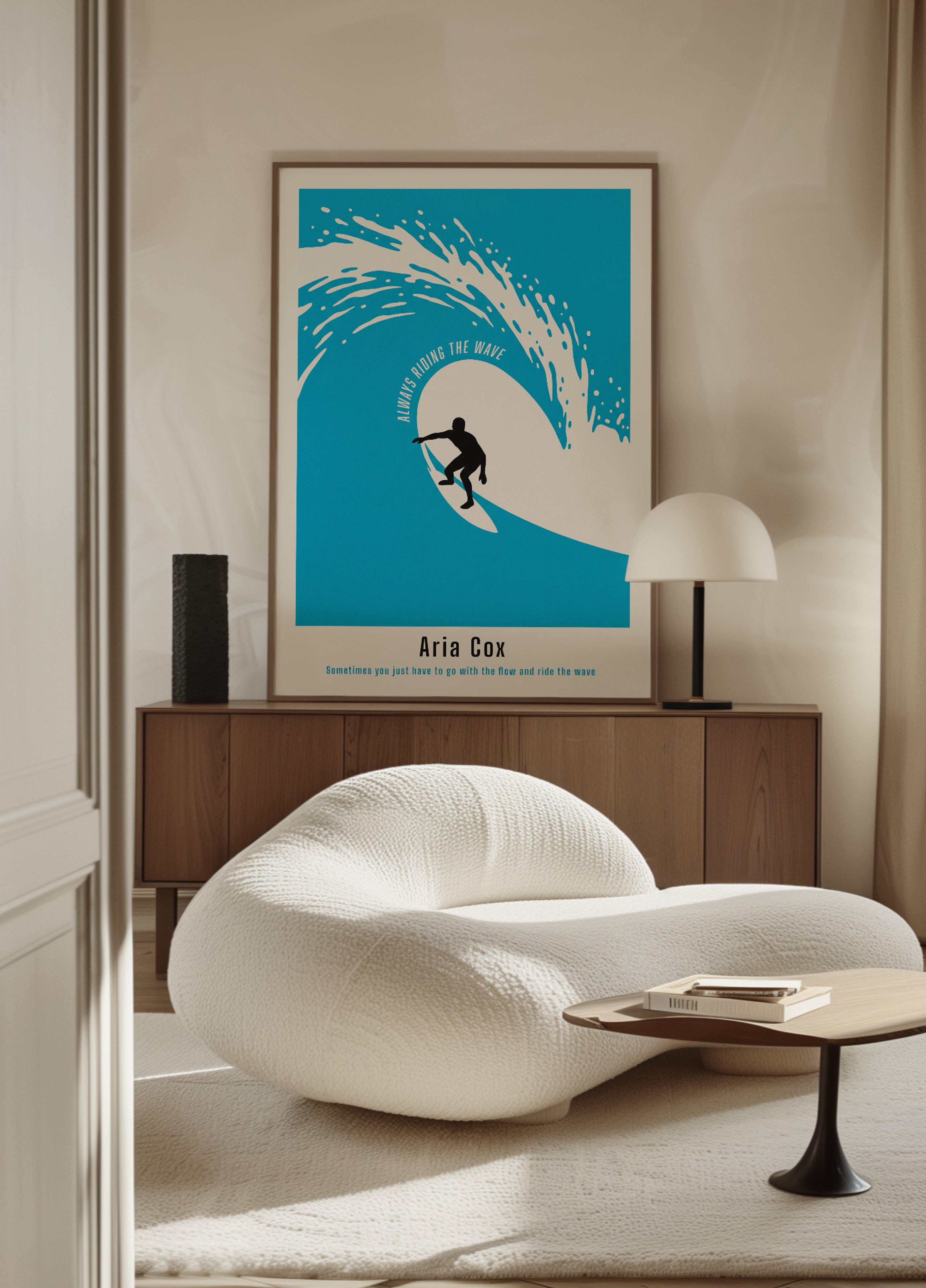 Affiche de surfeur non personnelle représentant une vague
