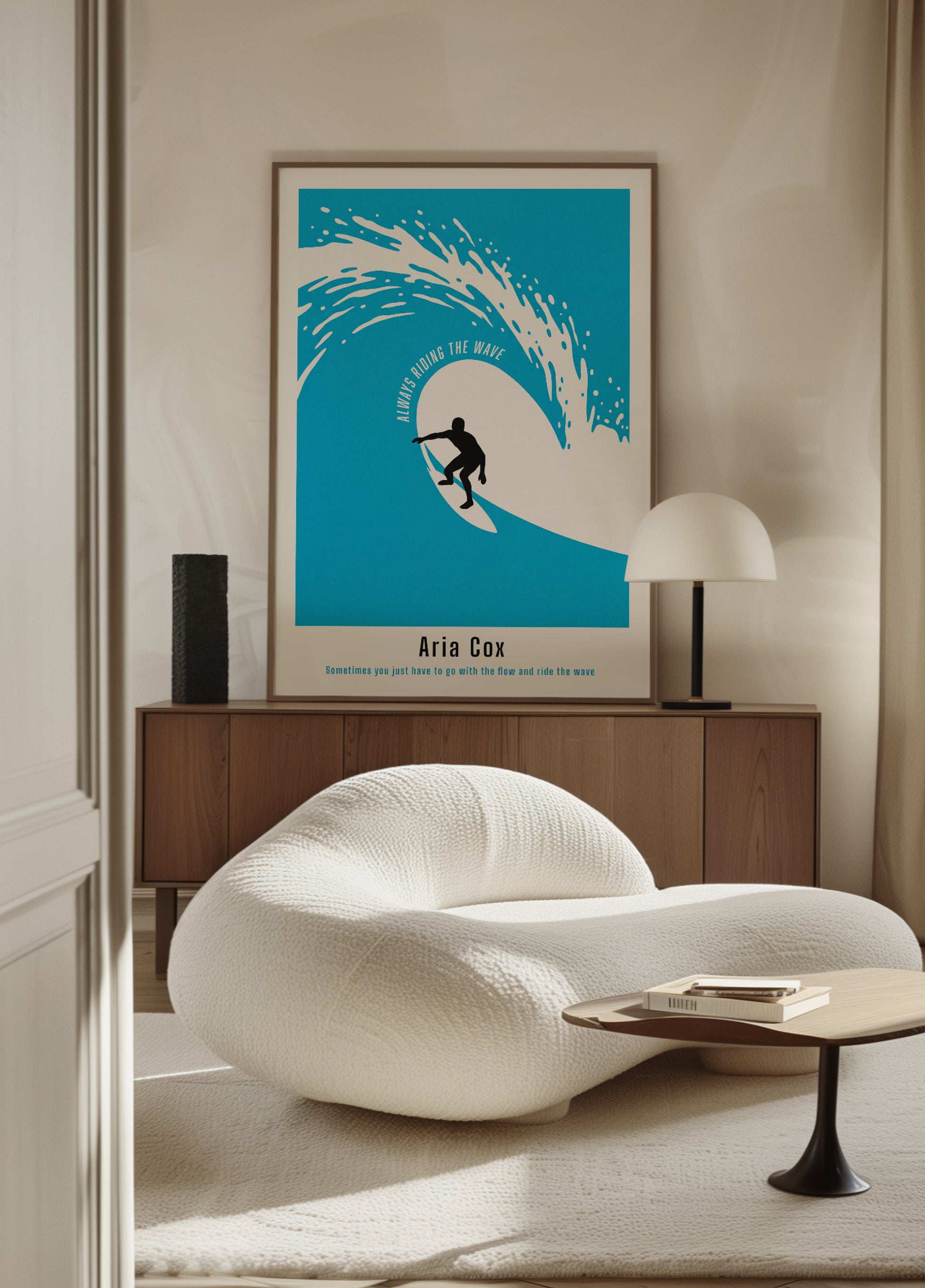 Affiche de surfeur non personnelle représentant une vague