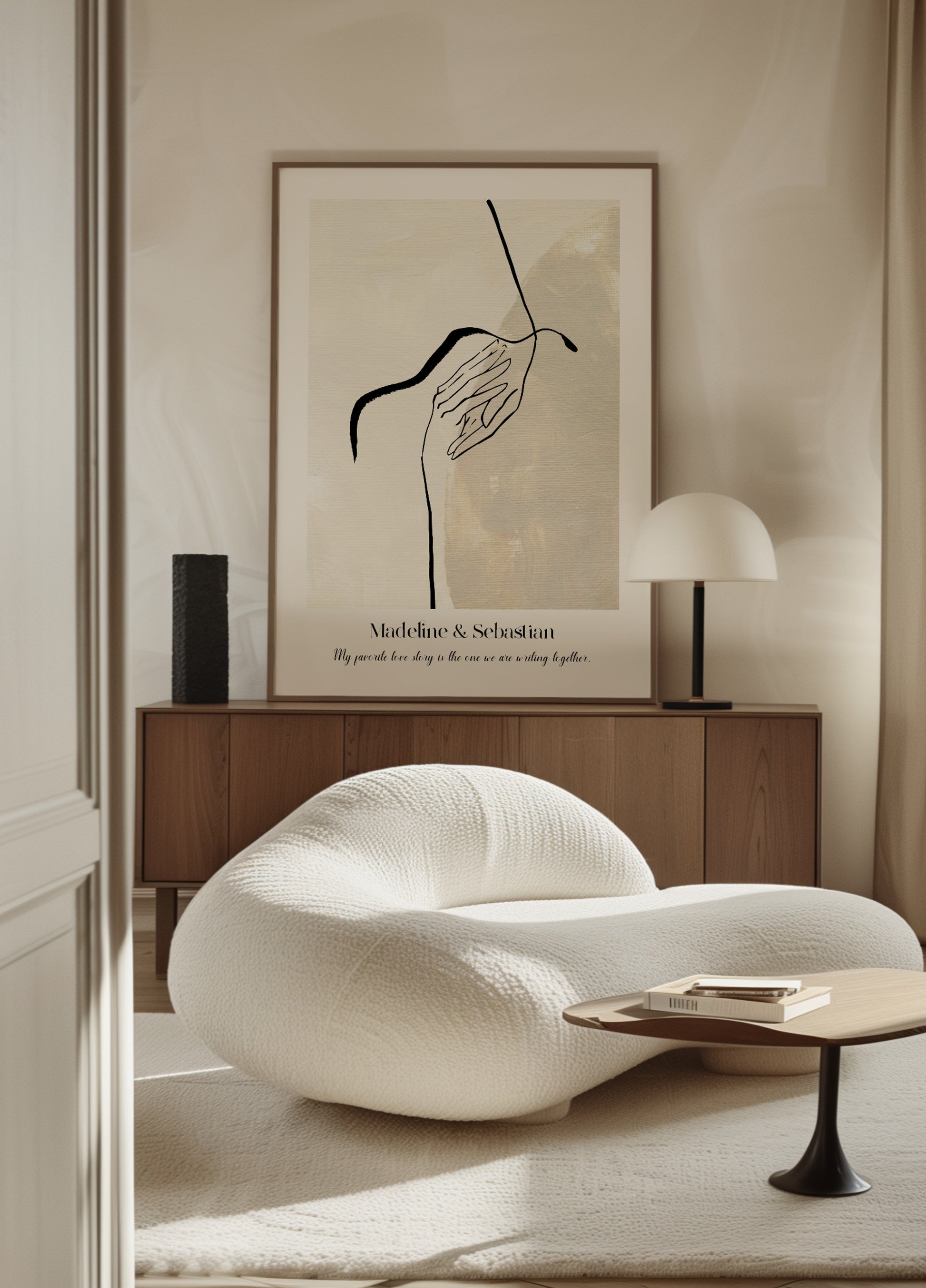 Dessin au trait d'amour abstrait minimaliste Poster