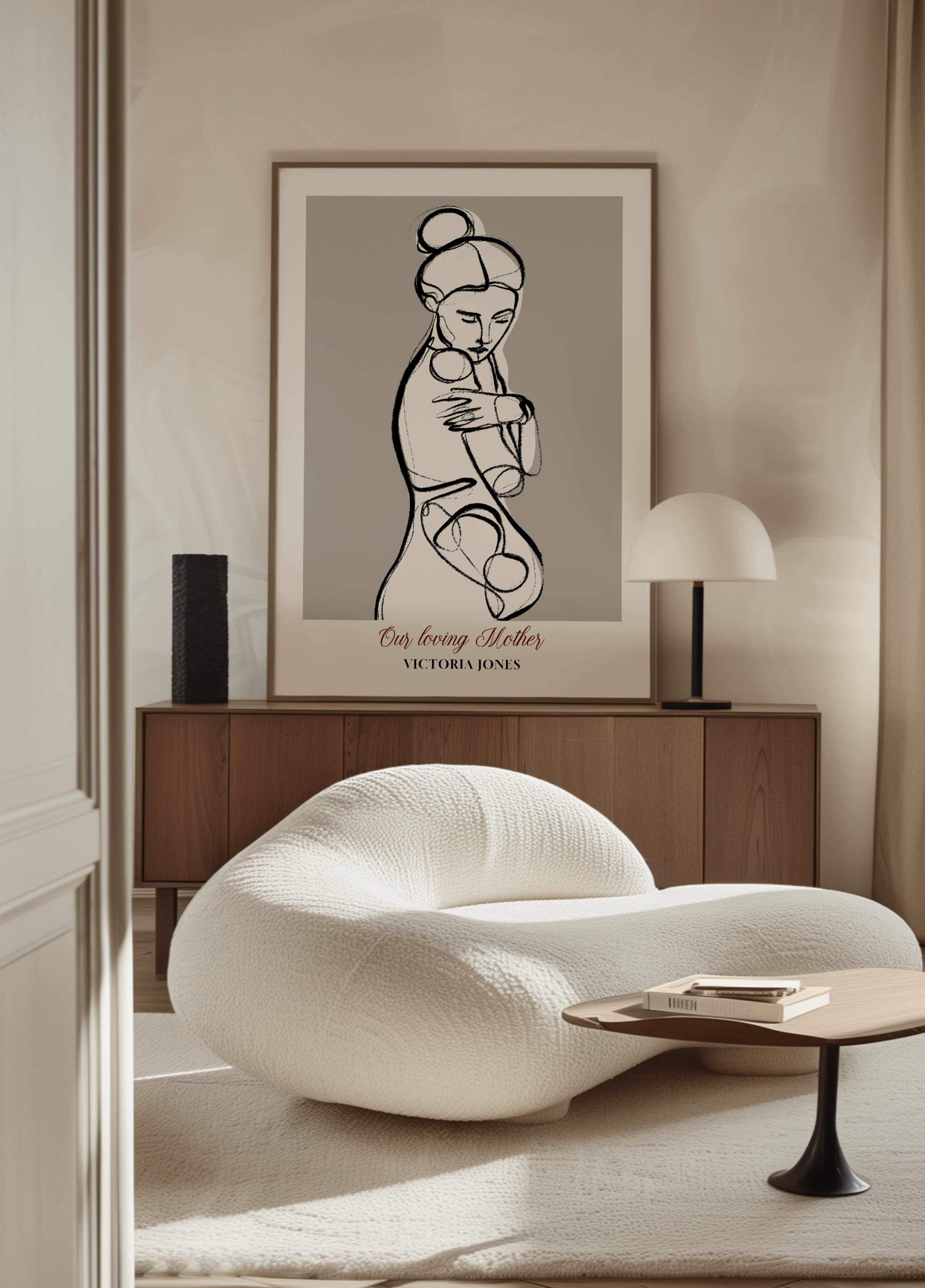 Dessin au trait minimaliste d'une femme en auto-câlins