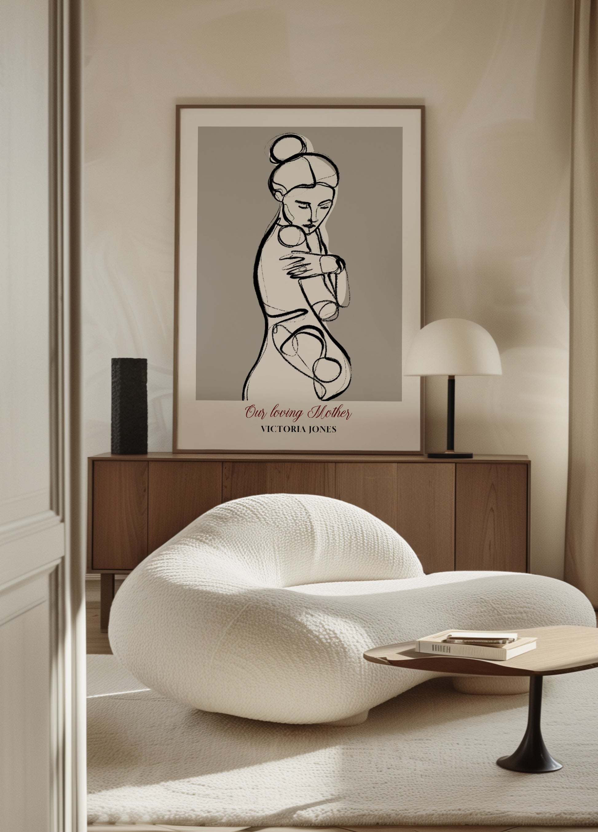 Dessin au trait minimaliste d'une femme en auto-câlins