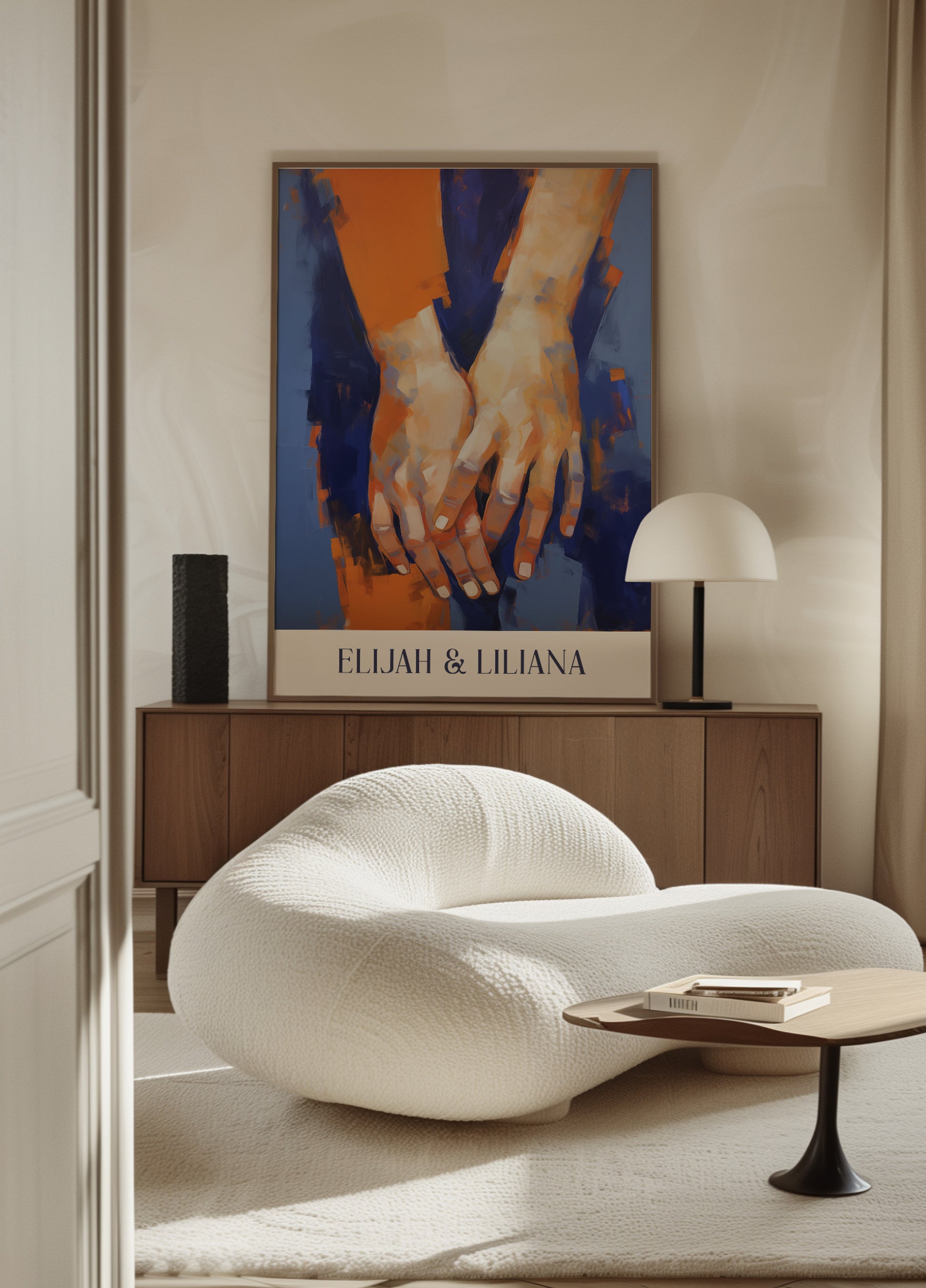 Peinture expressionniste abstraite de deux mains