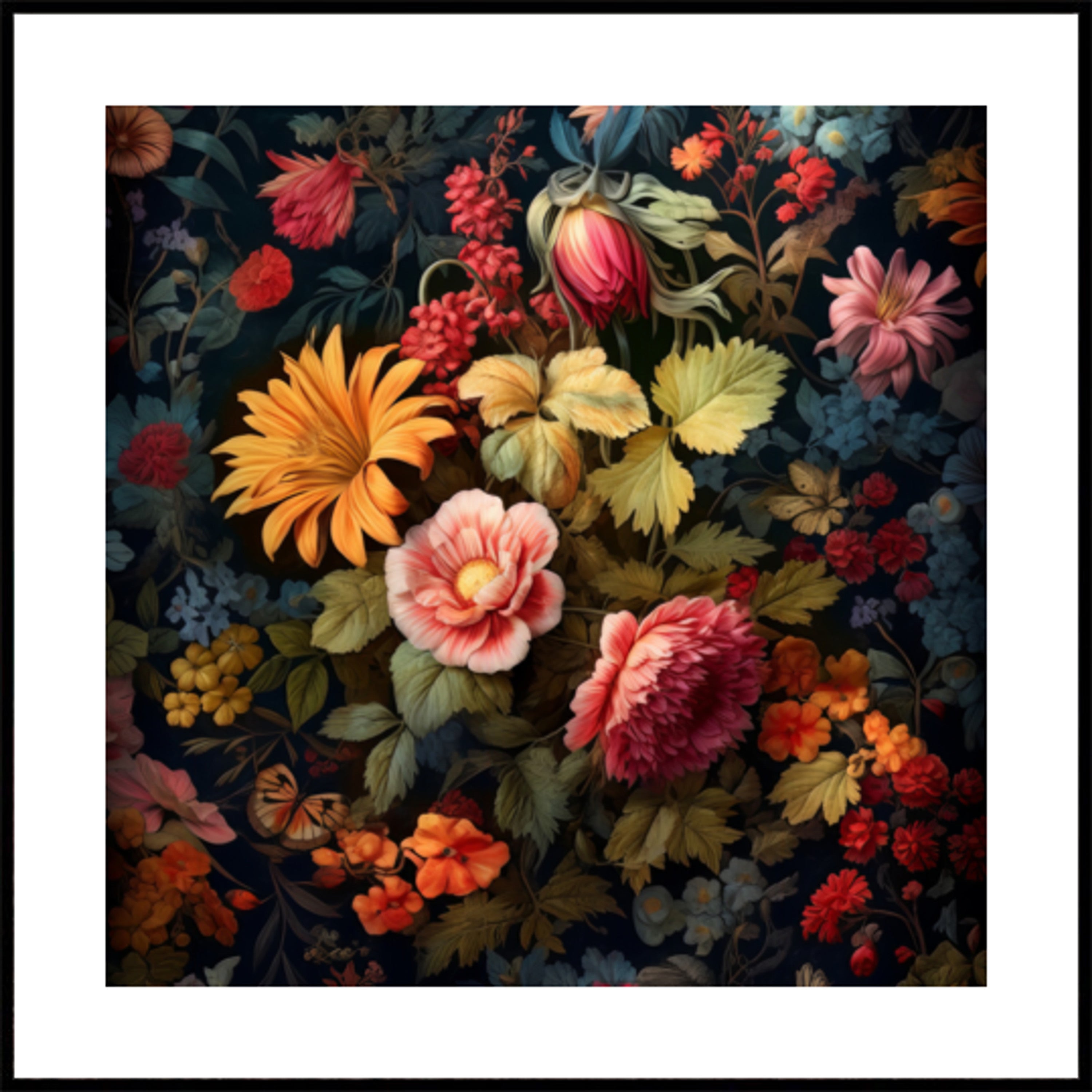 Floraison florale sombre et luxuriante