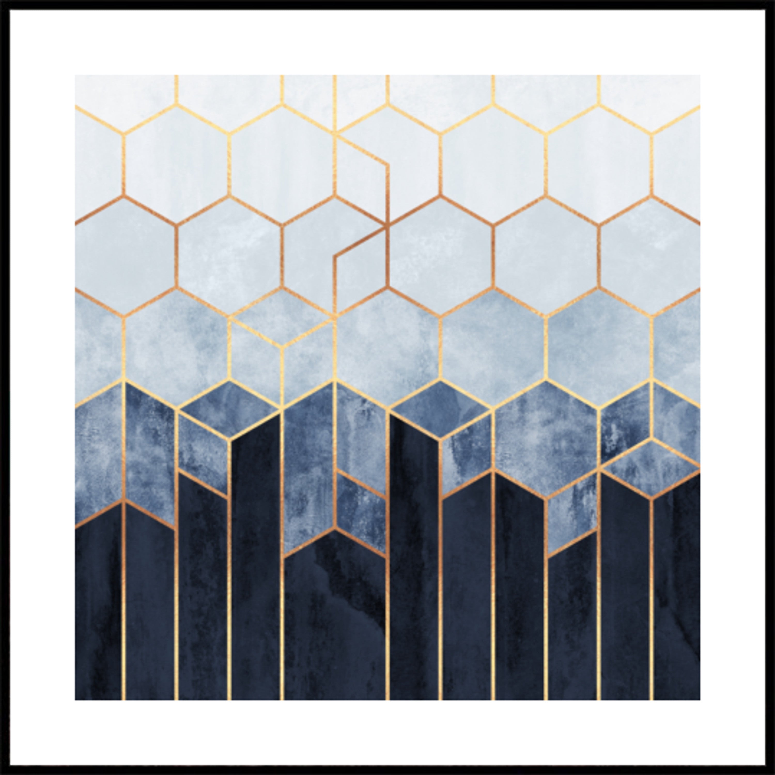 Hexagones bleu doré