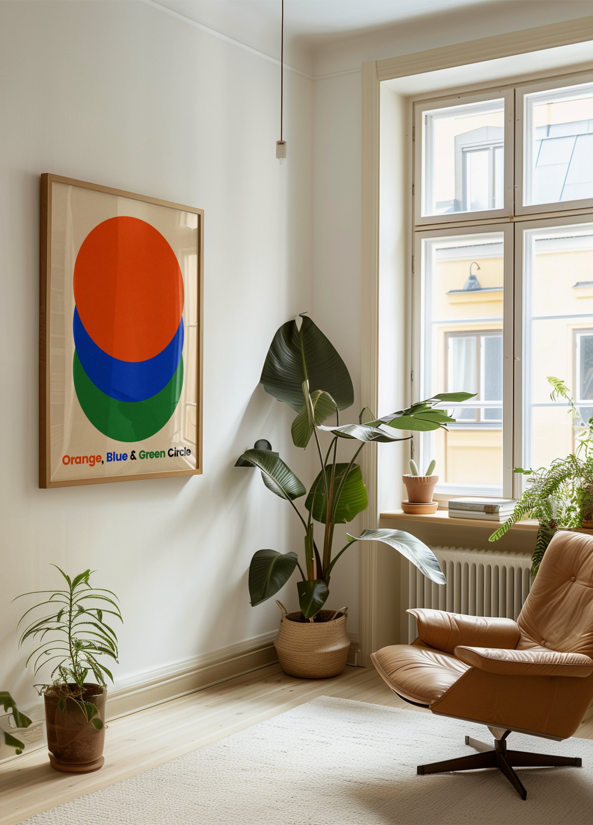 Cercles orange bleu vert