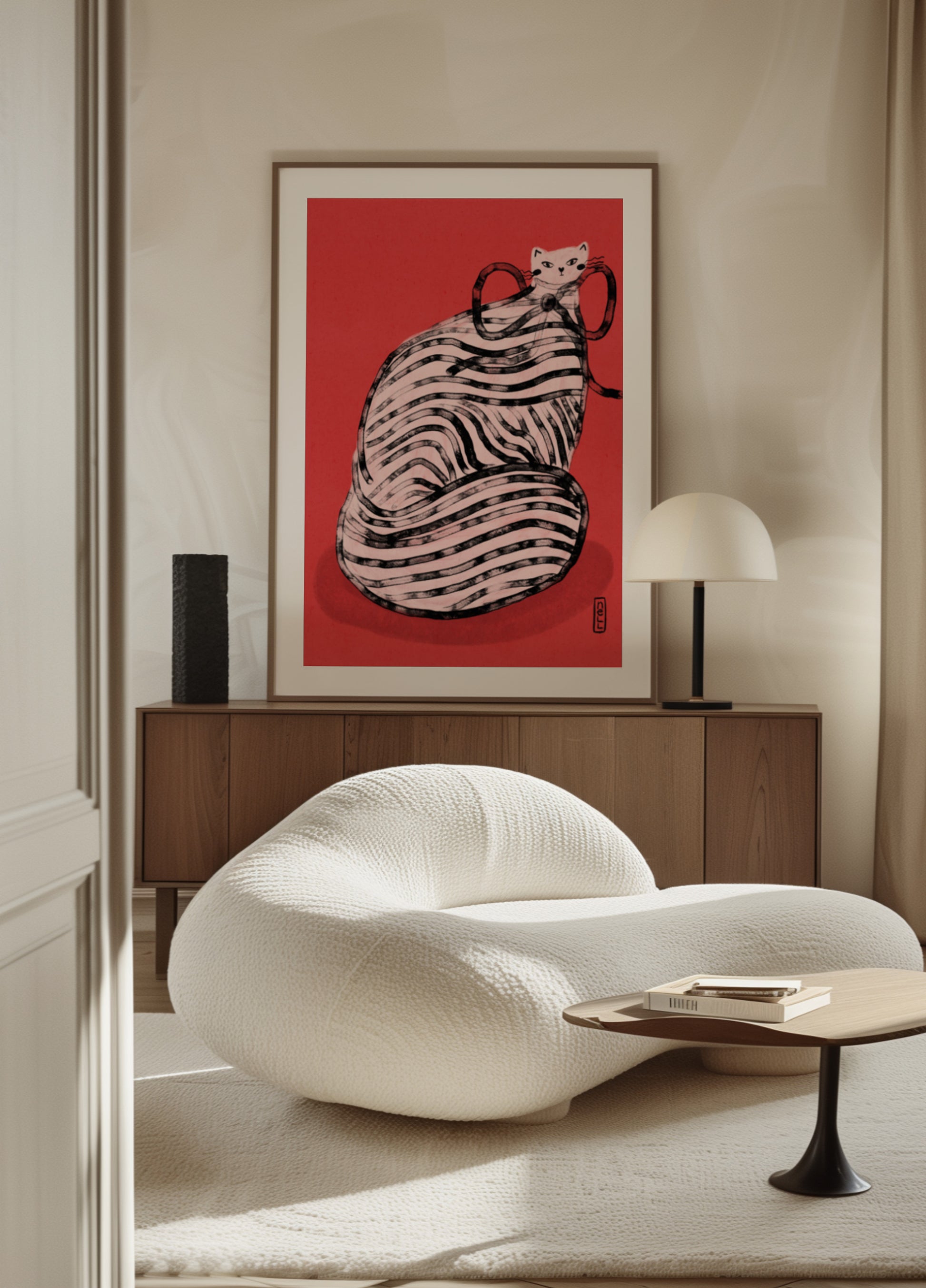 Chat rayé rouge fantaisiste