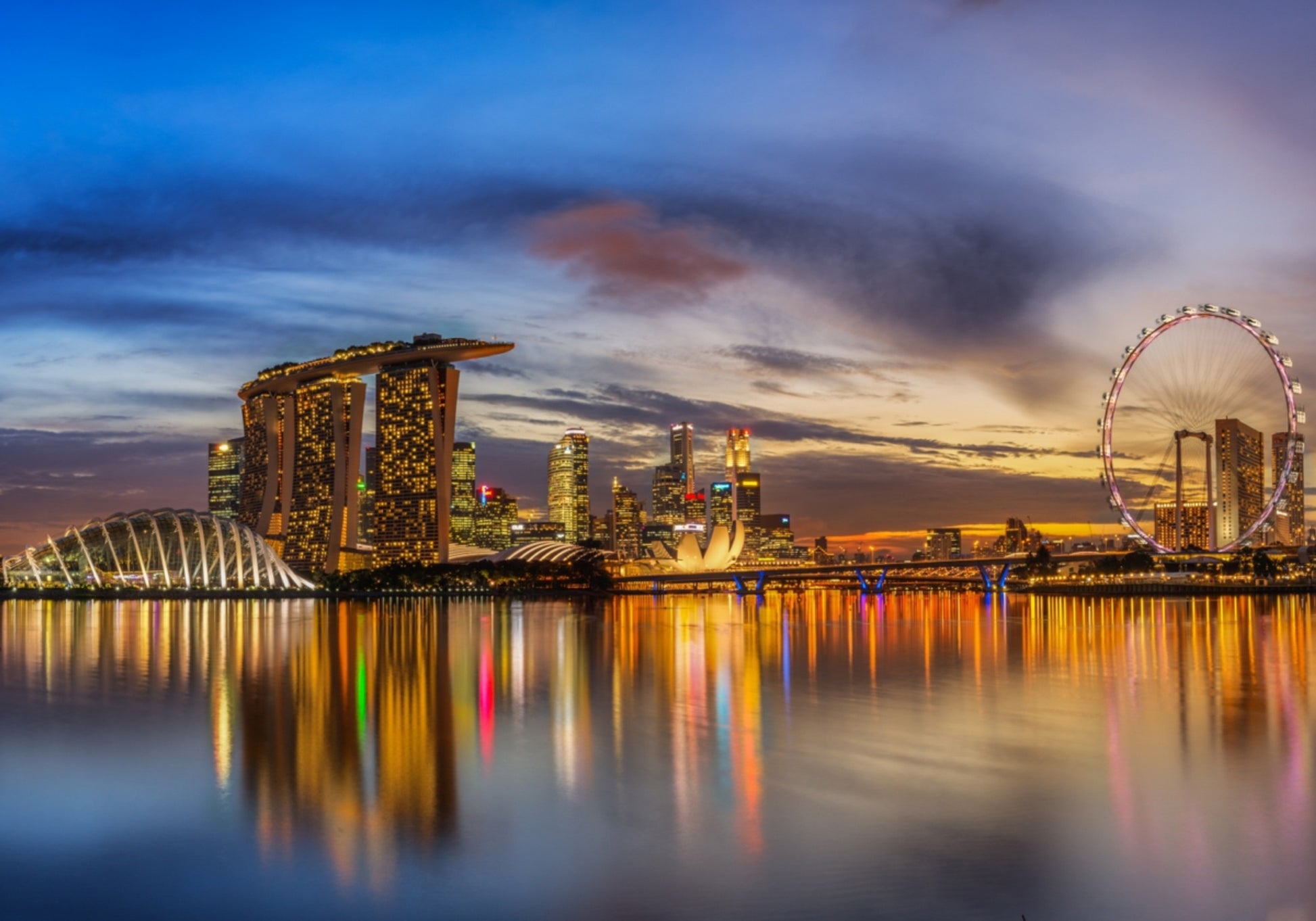 Lueur crépusculaire de Marina Bay