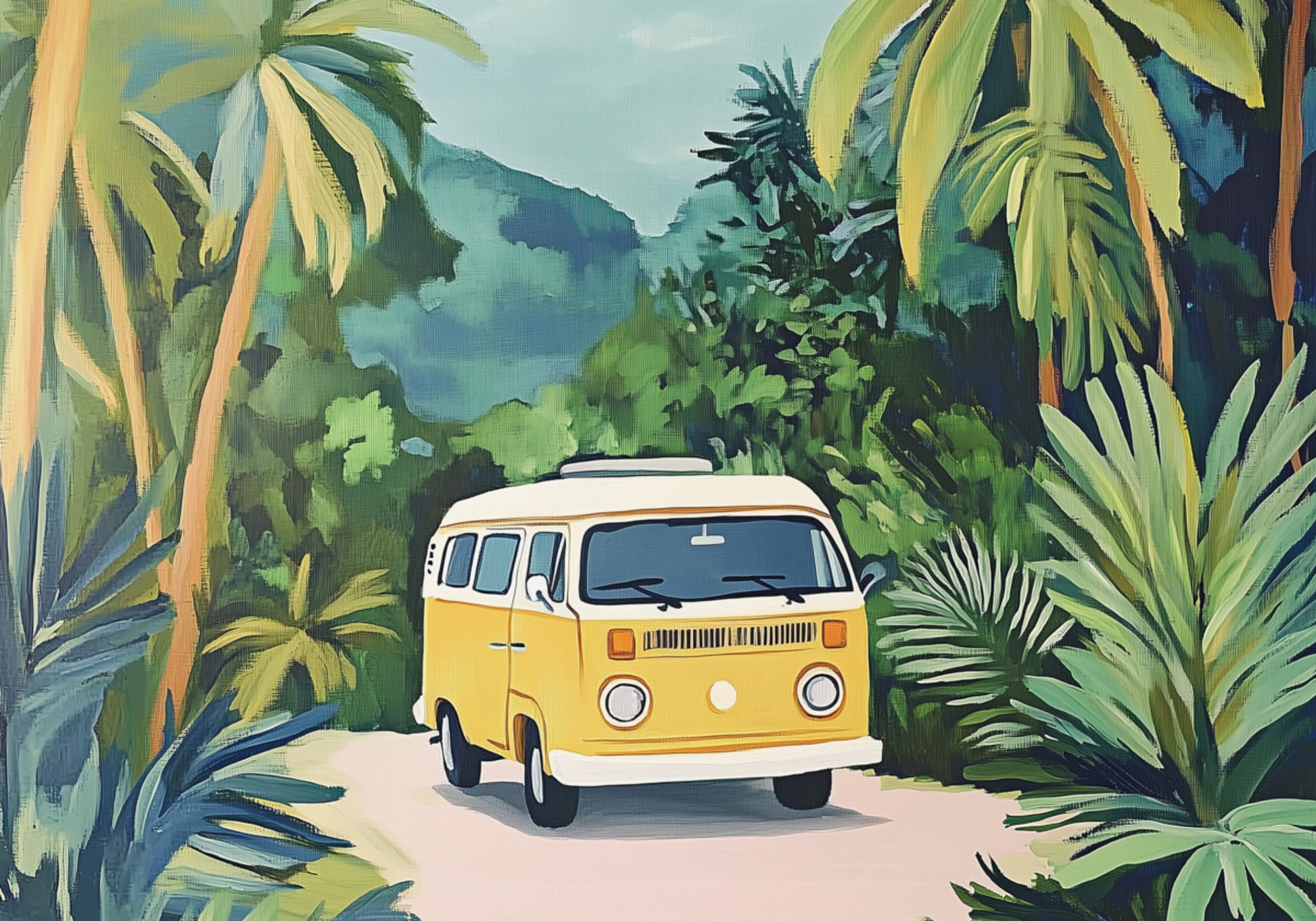 Aventure tropicale en van jaune