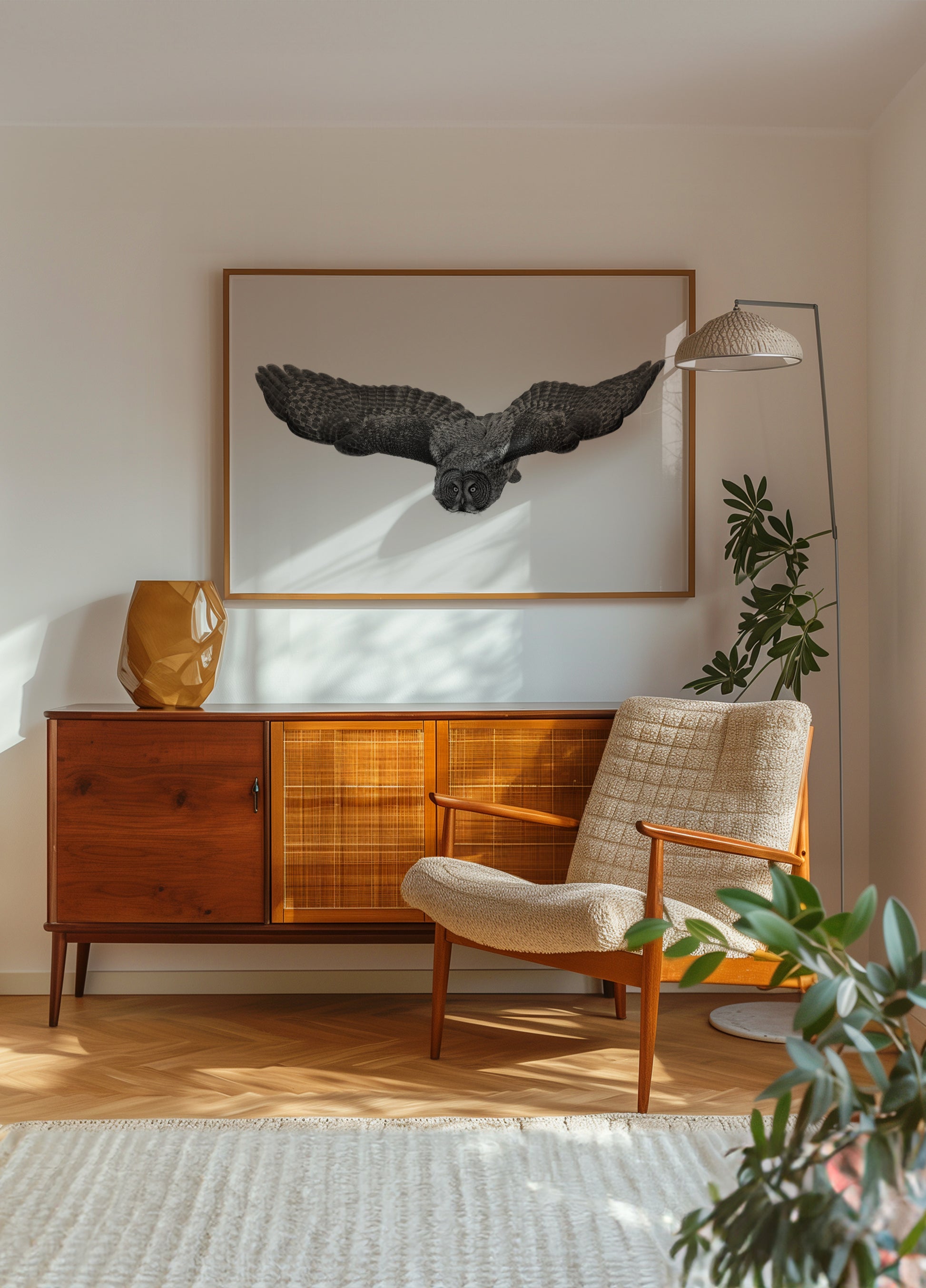 Hibou majestueux en vol