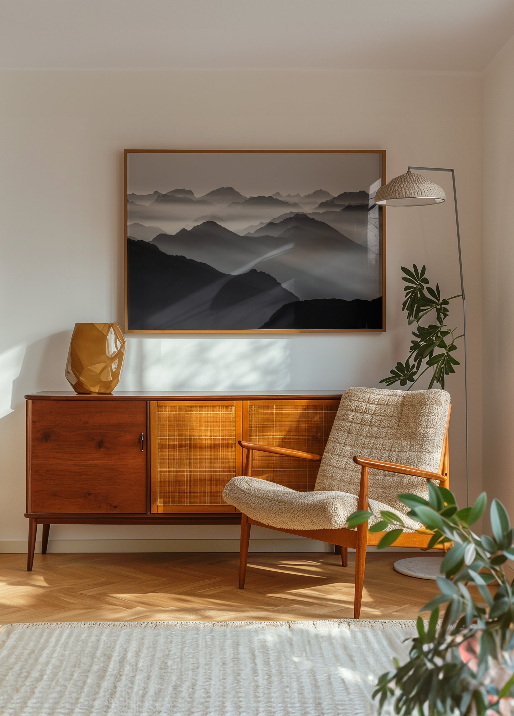Lumière de montagne brumeuse
