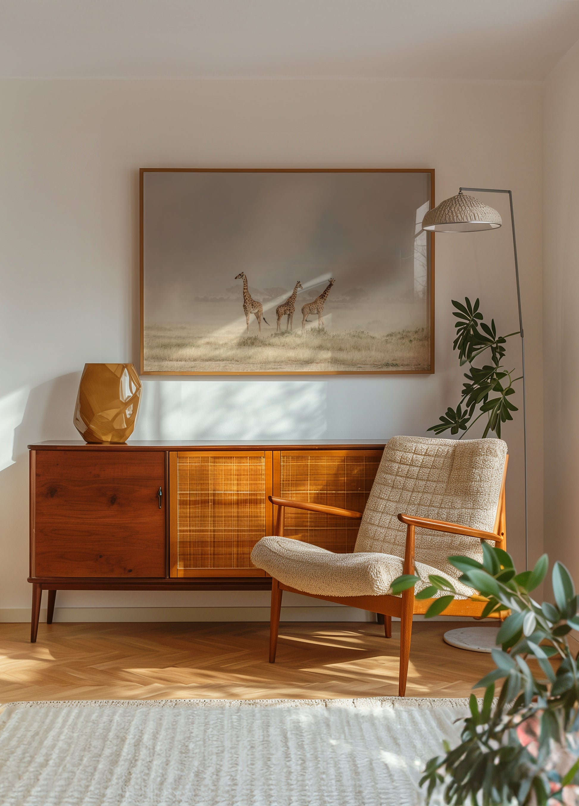 Girafes dans la poussière d'or