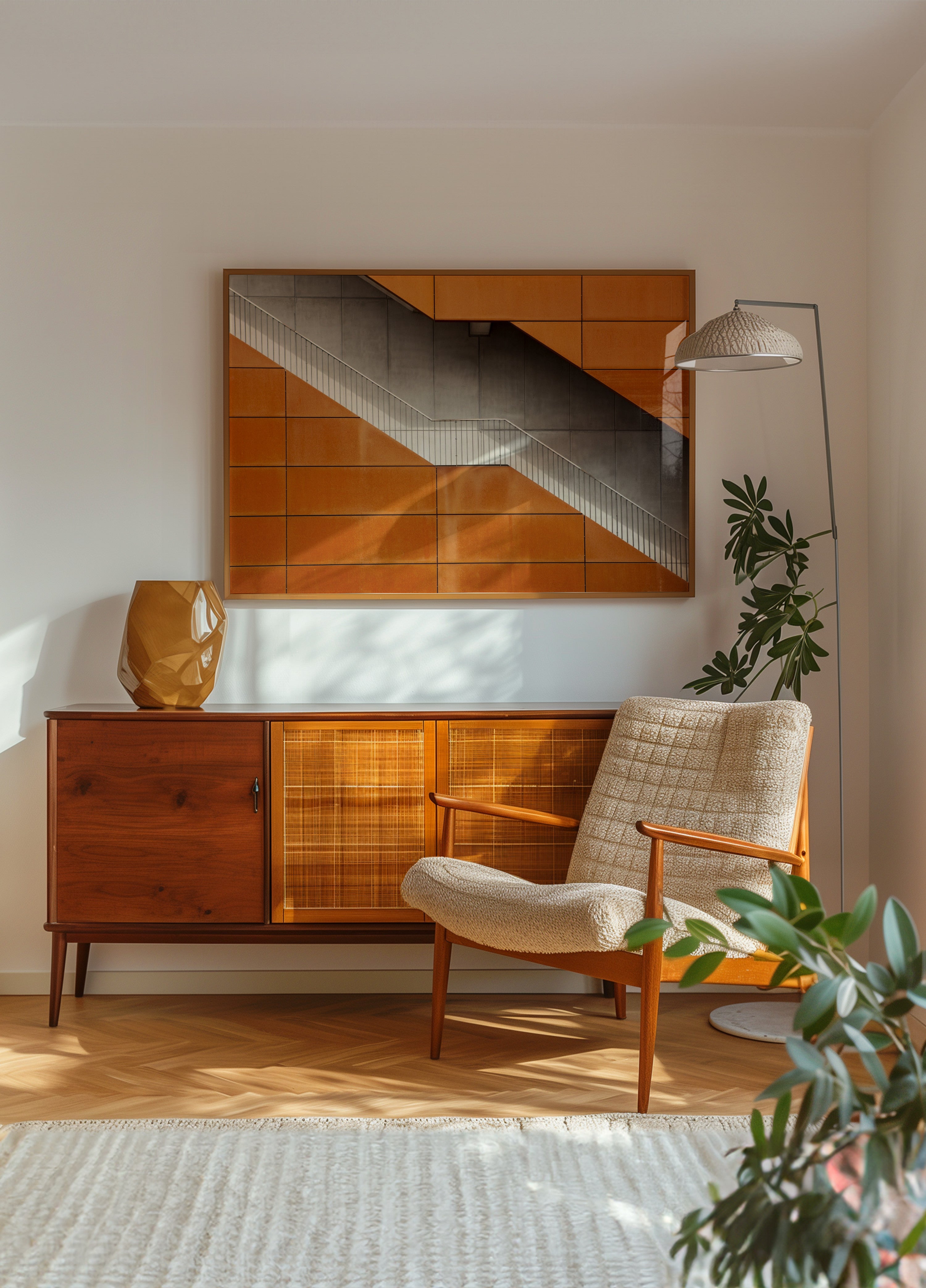 Escalier diagonal orange