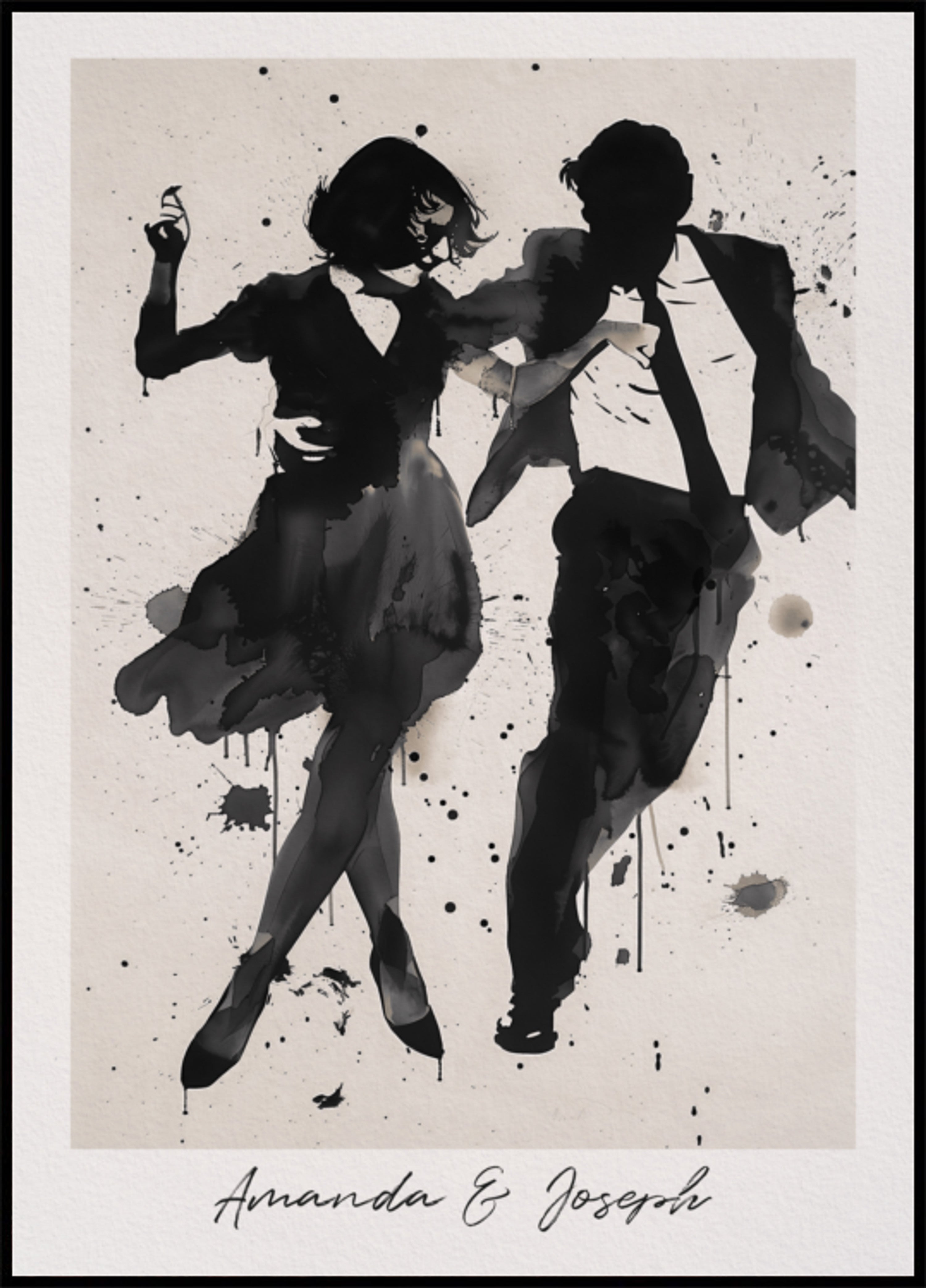 Silhouette de couple dansant Ink Art