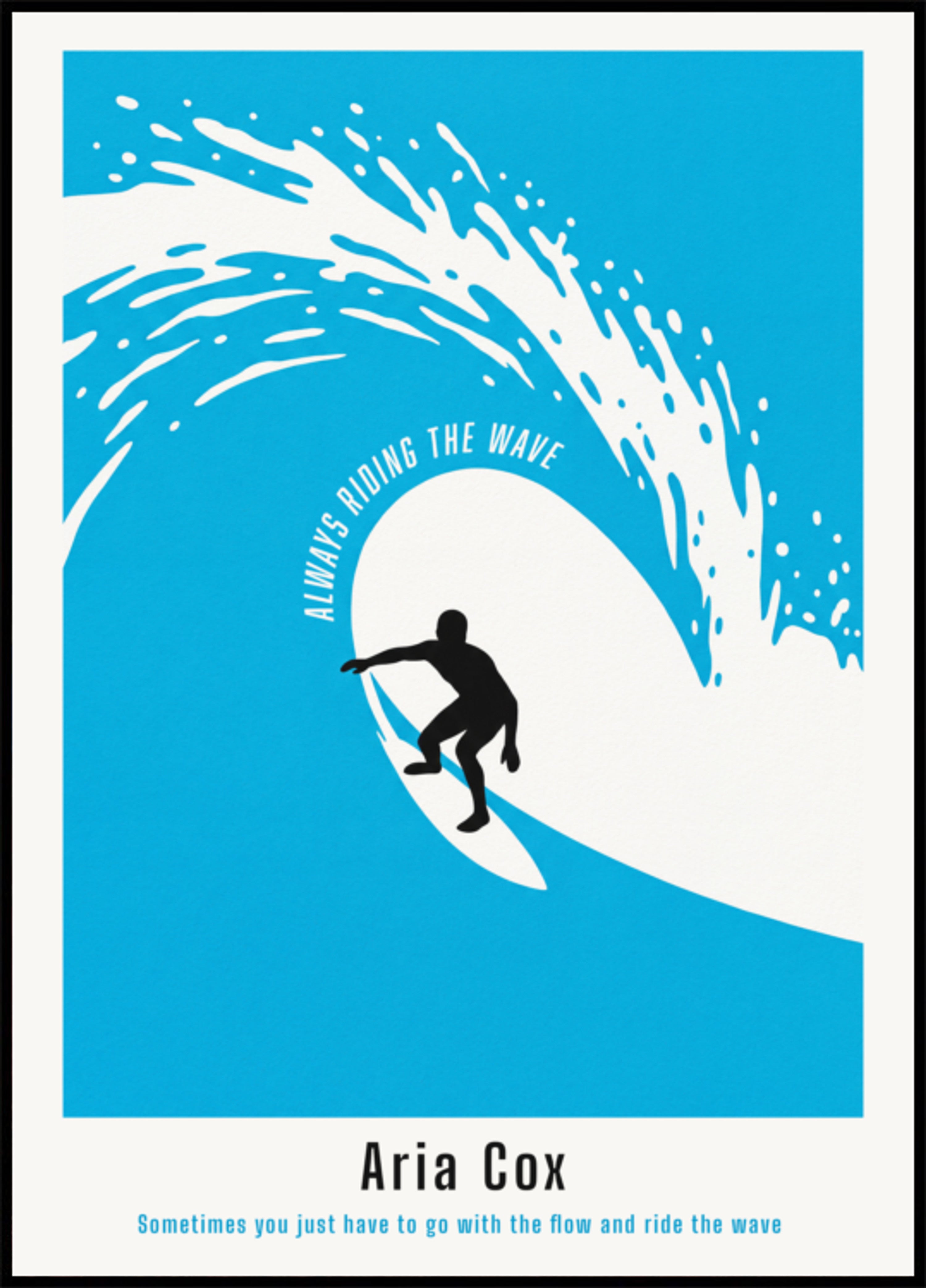 Affiche de surfeur non personnelle représentant une vague
