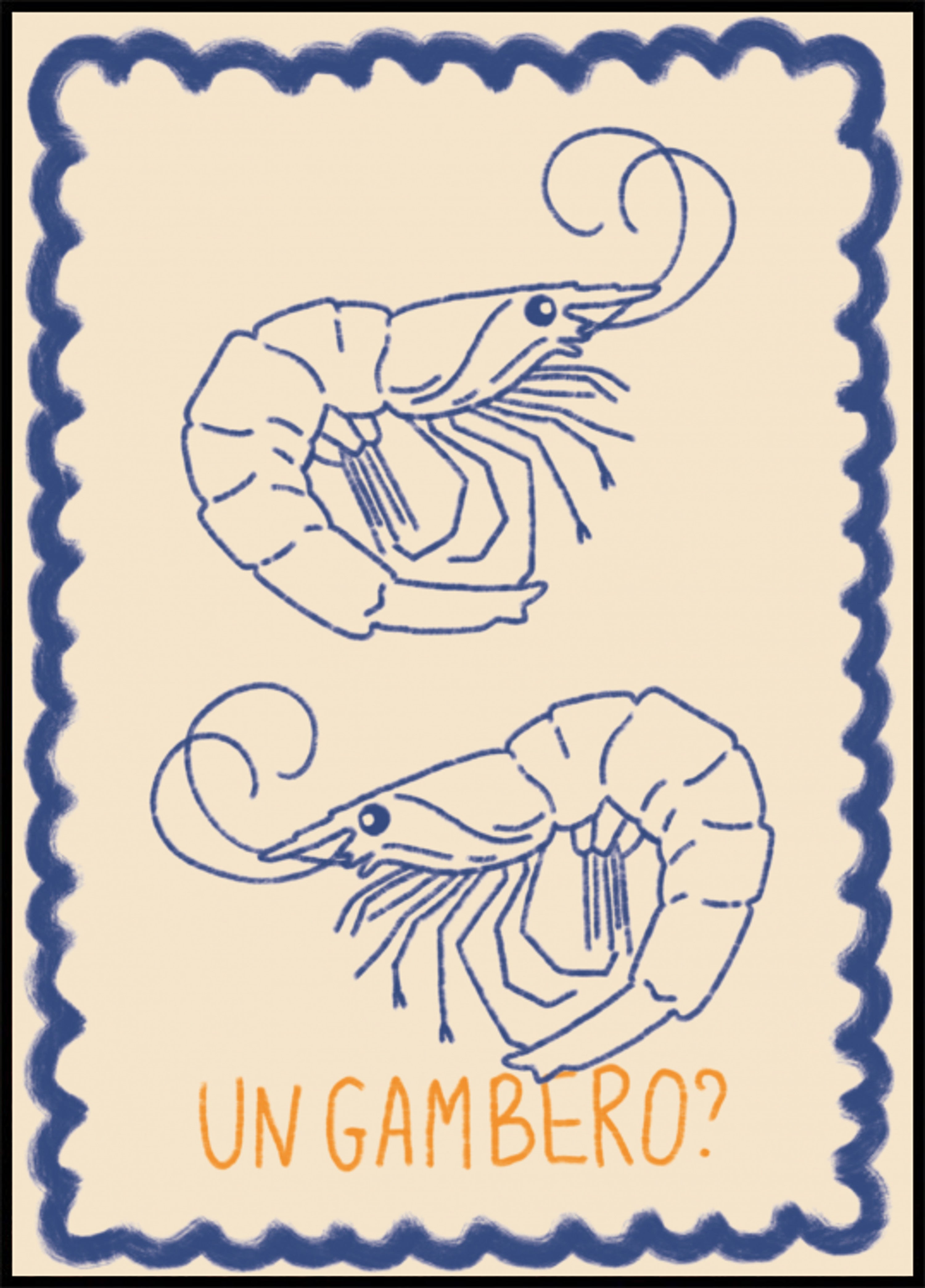 Crevettes bleues dessinées à la main