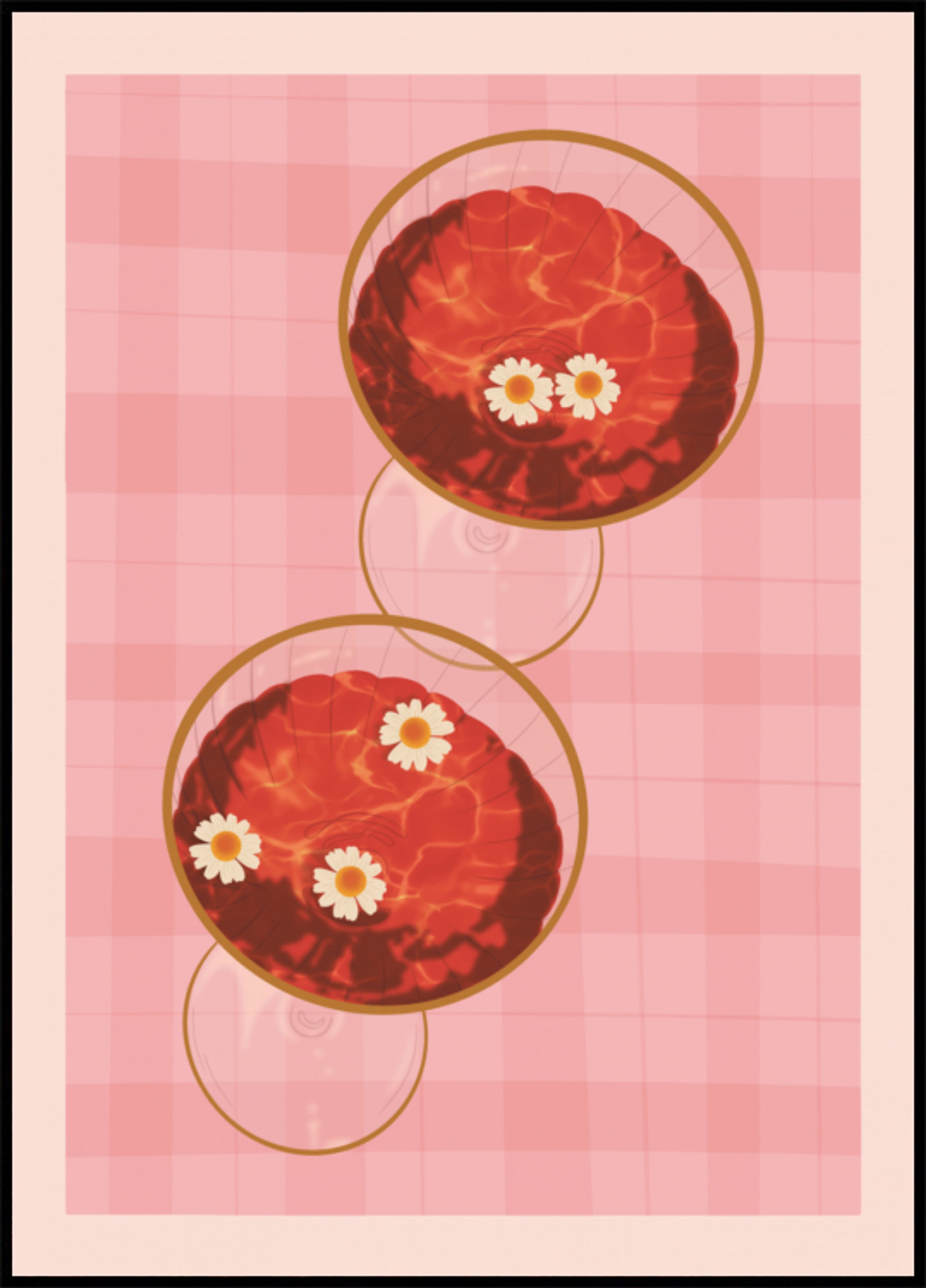 Boissons roses avec des marguerites