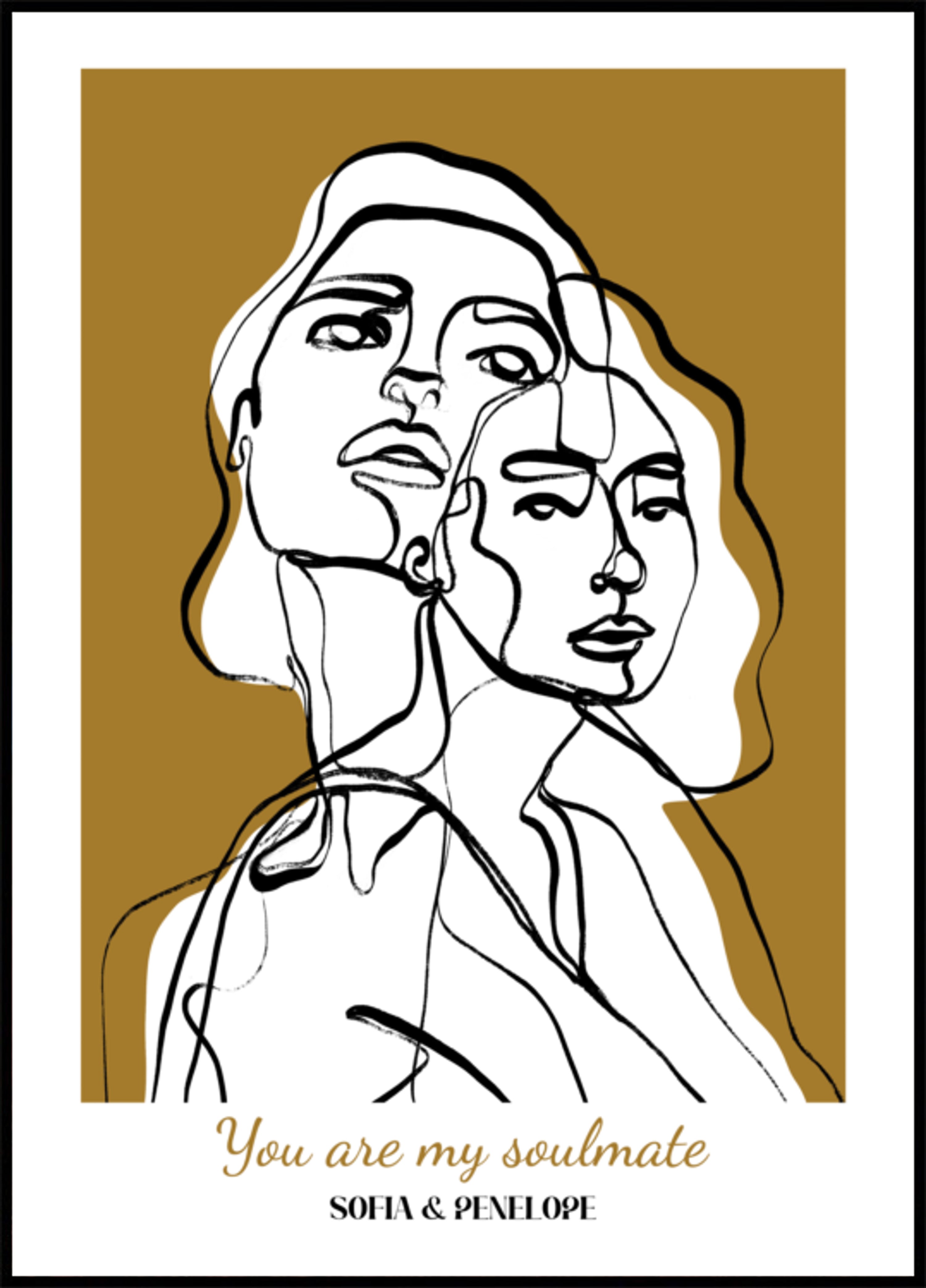 Dessin au trait abstrait de deux femmes sans personnalisation