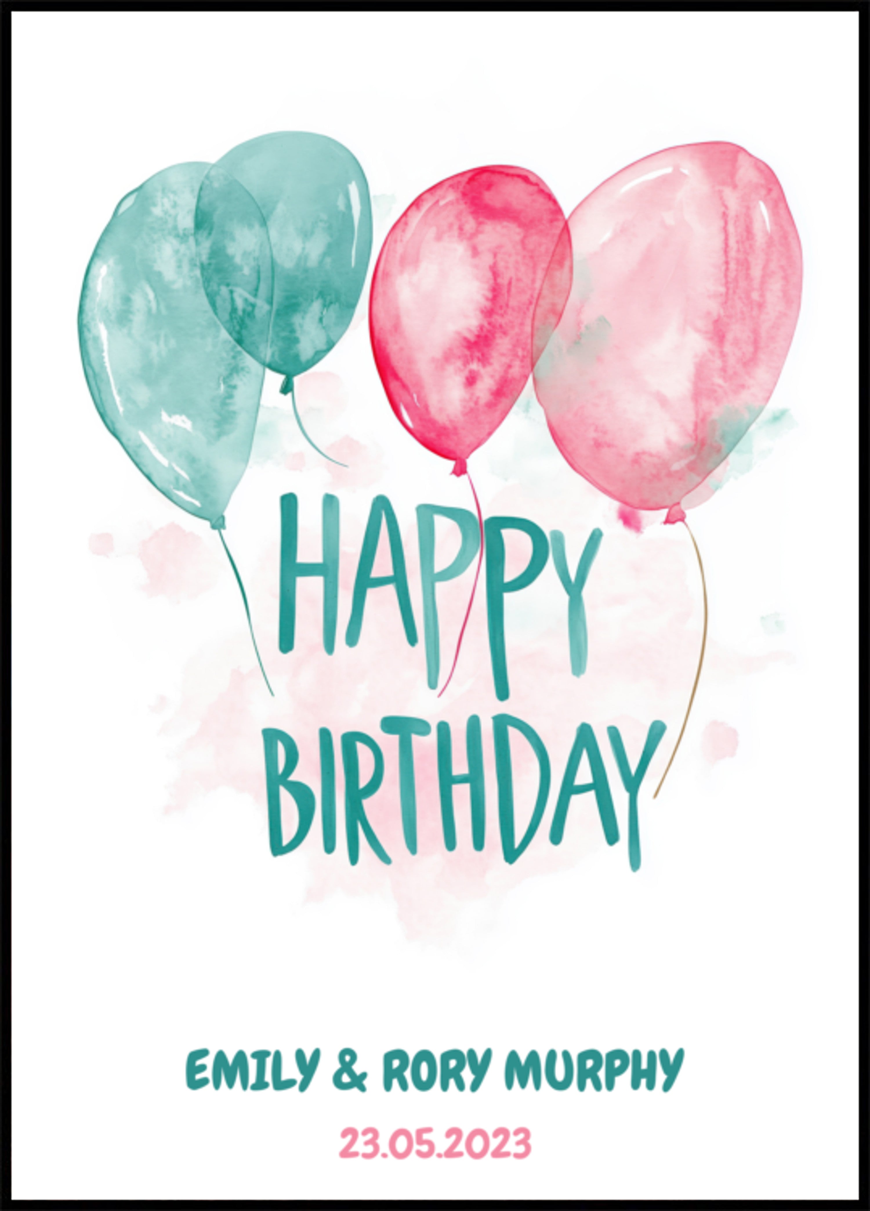 Ballons d'aquarelle d'anniversaire personnalisés Poster