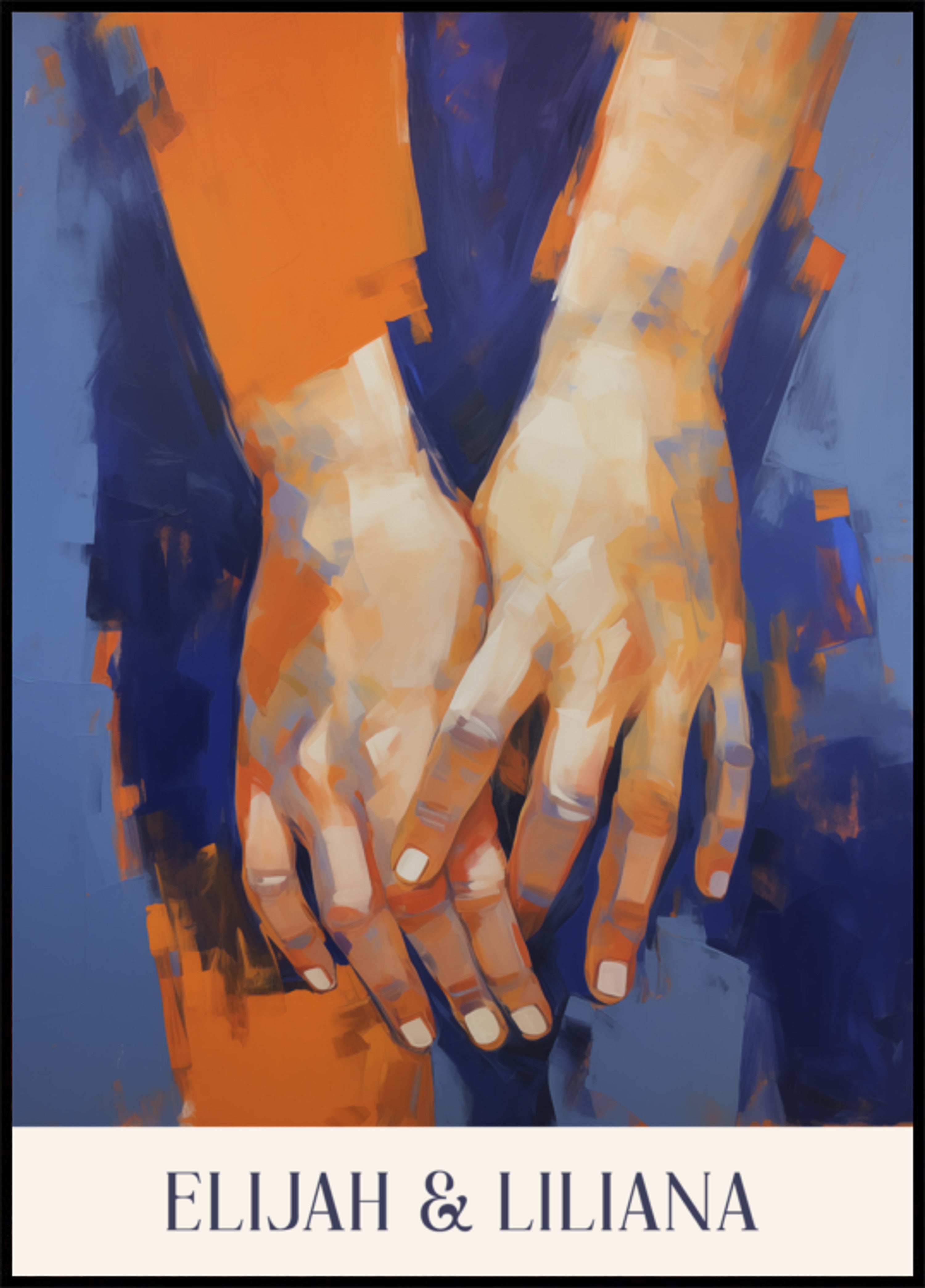 Peinture expressionniste abstraite de deux mains