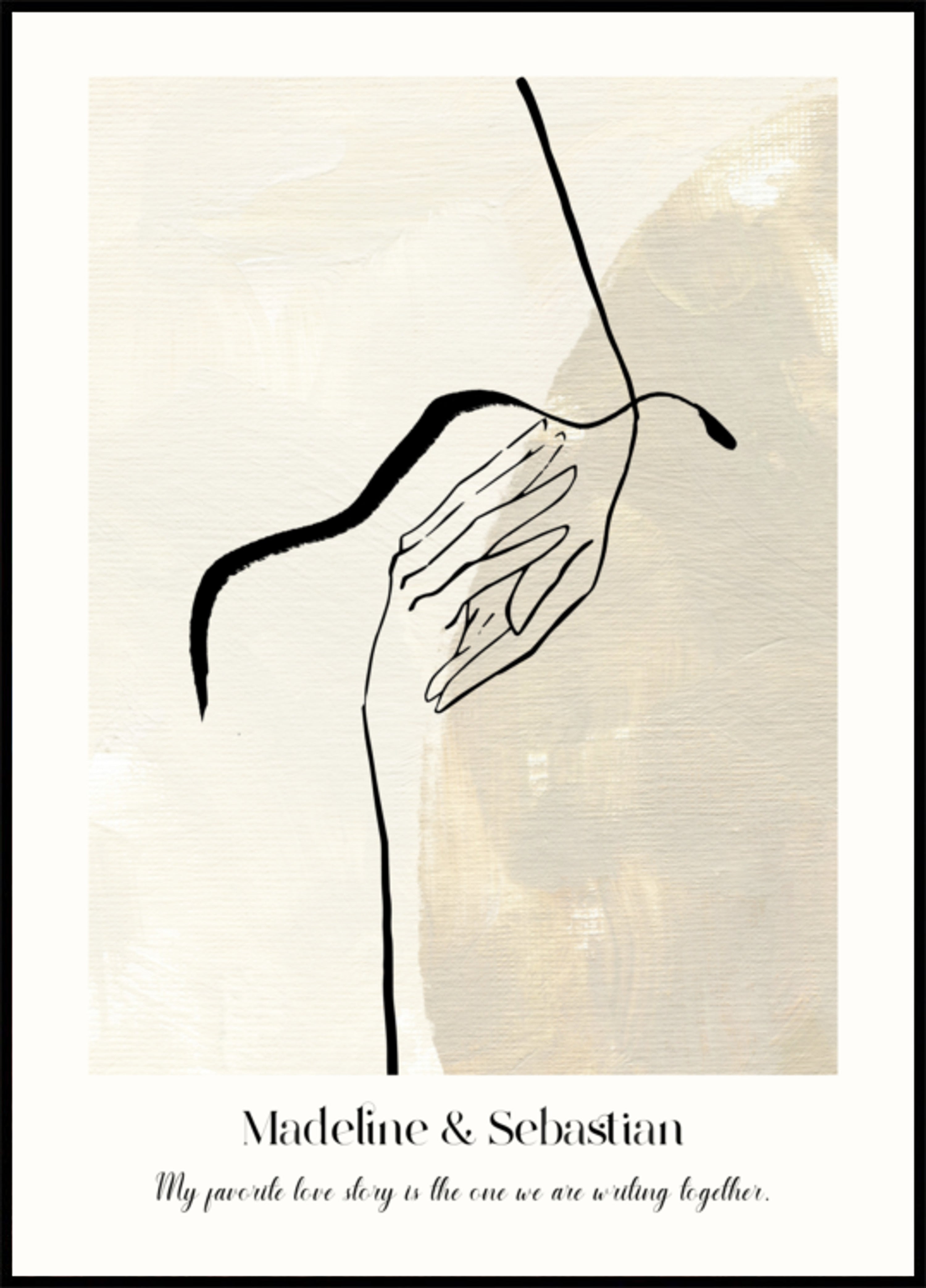 Dessin au trait d'amour abstrait minimaliste Poster