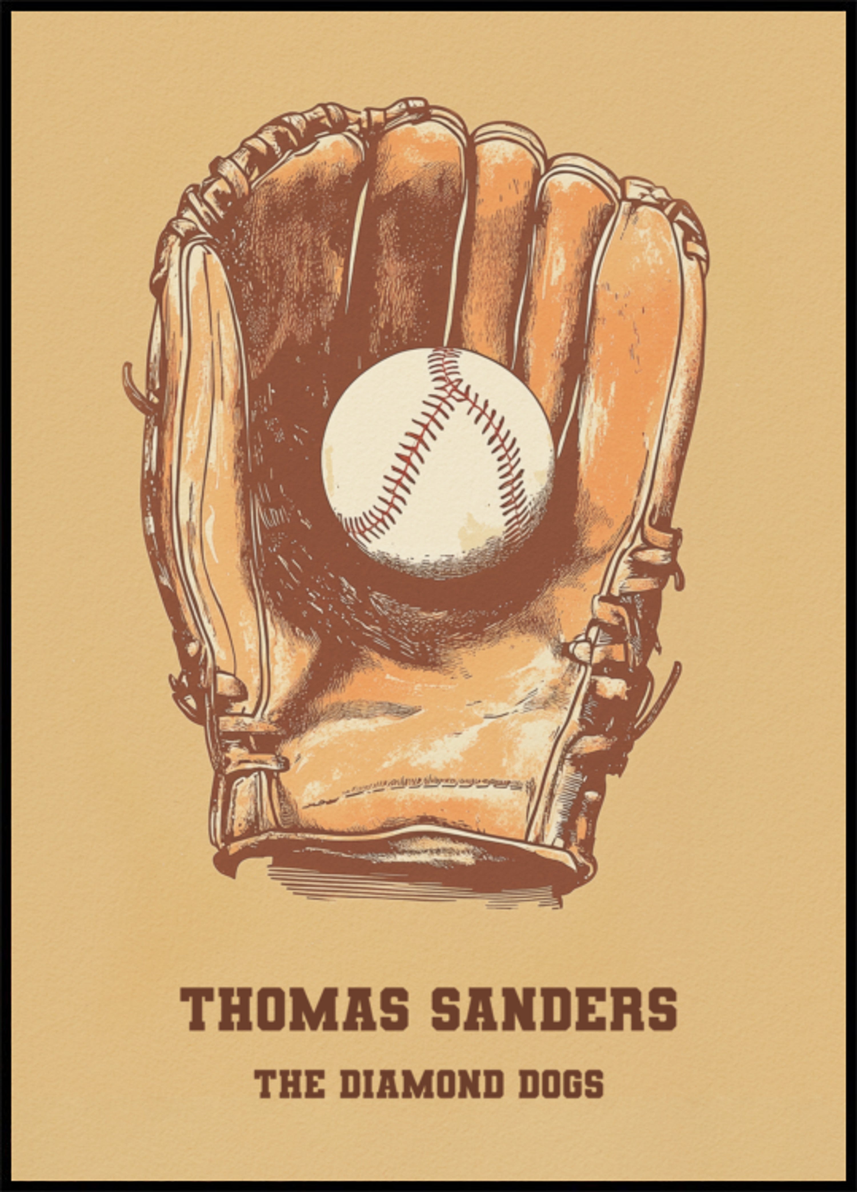 Affiche de gant et de balle de baseball vintage