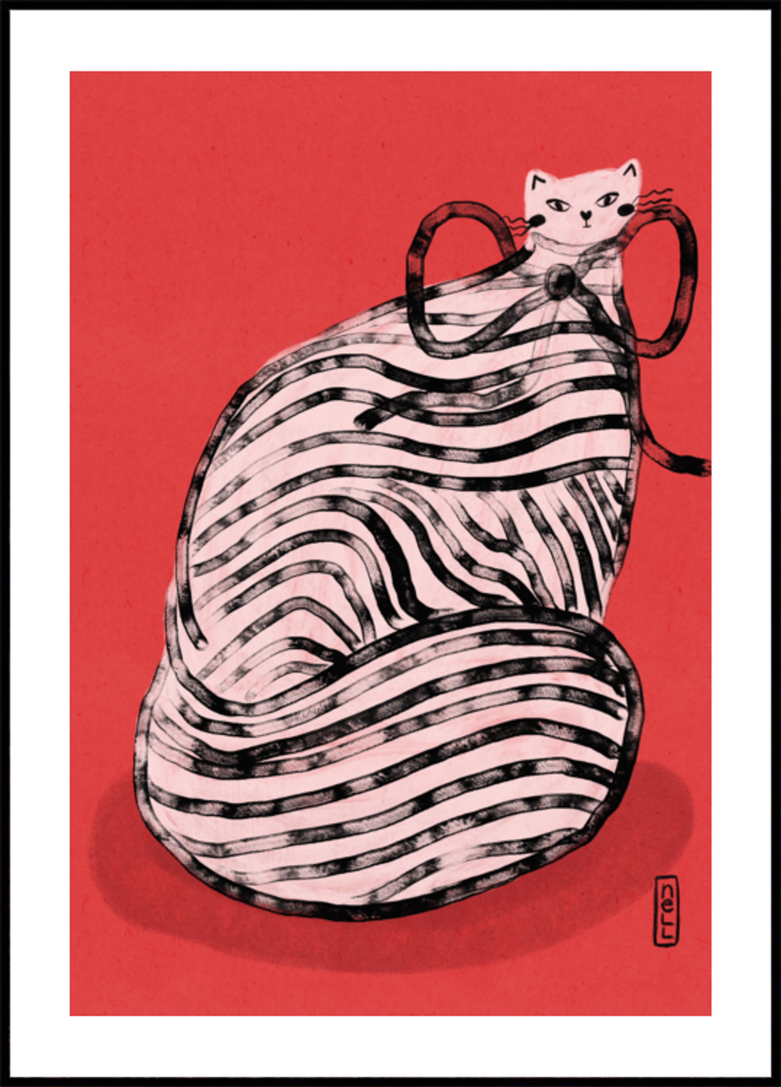 Chat rayé rouge fantaisiste