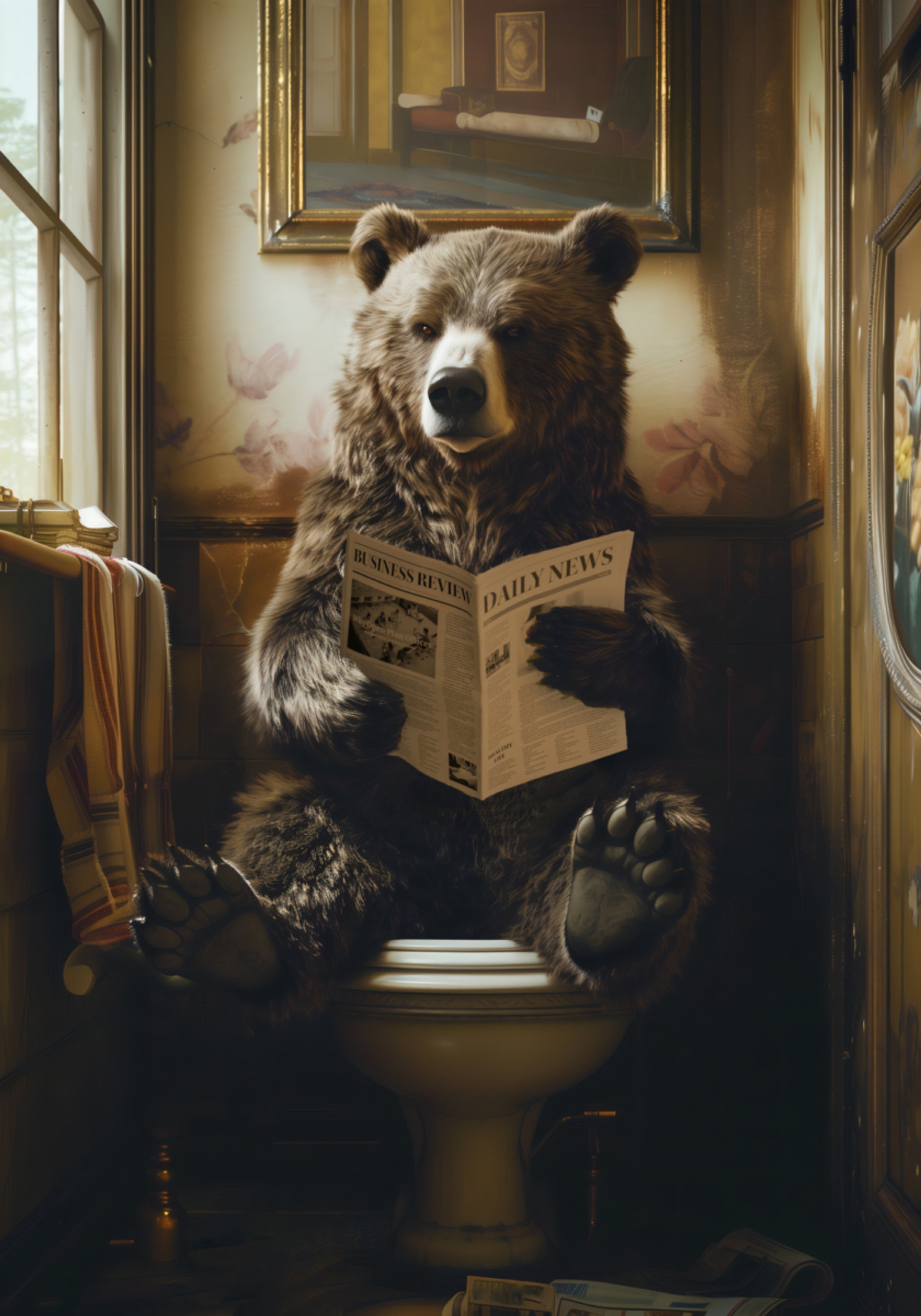 Ours lisant le journal