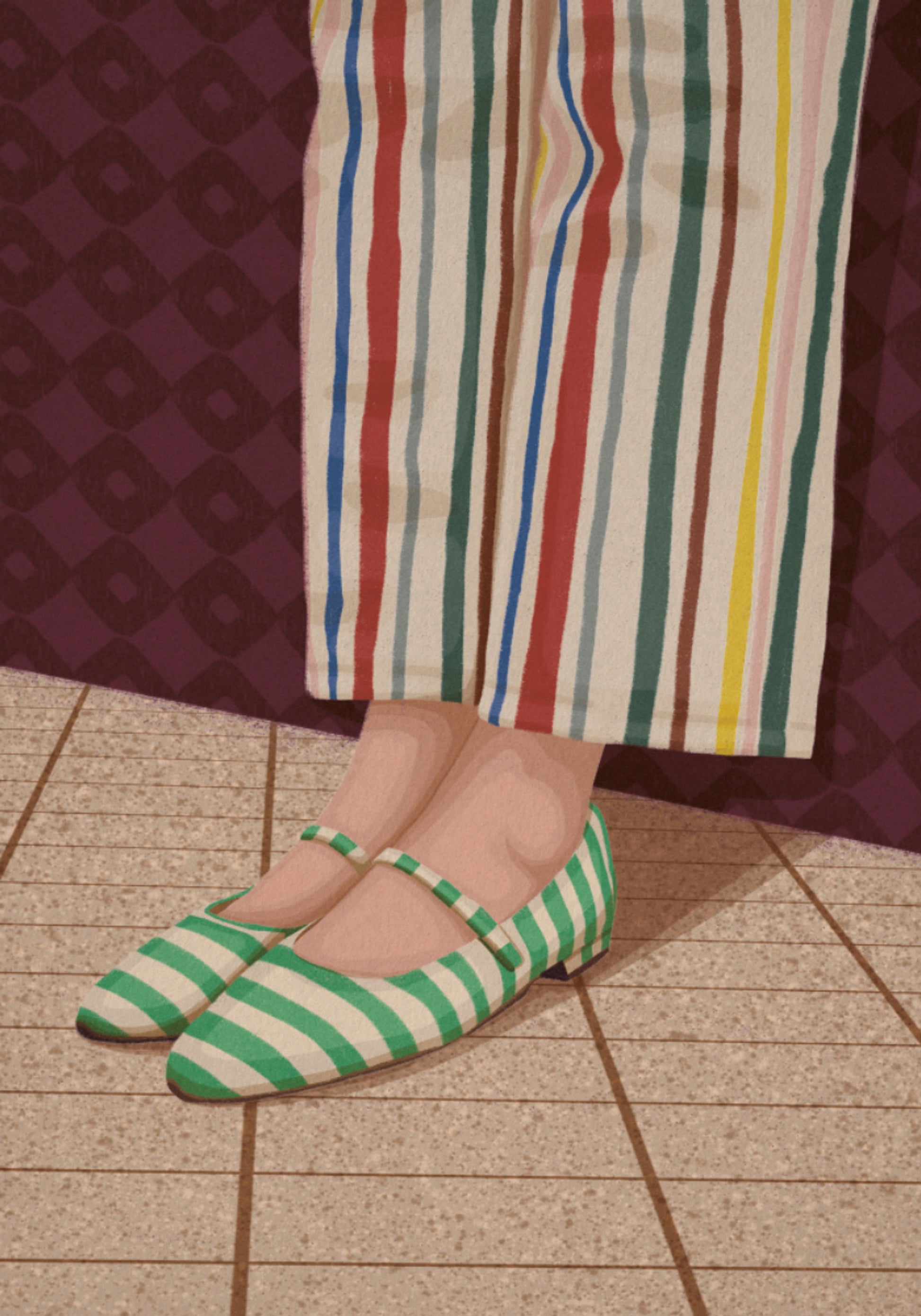 Mary Janes à rayures colorées