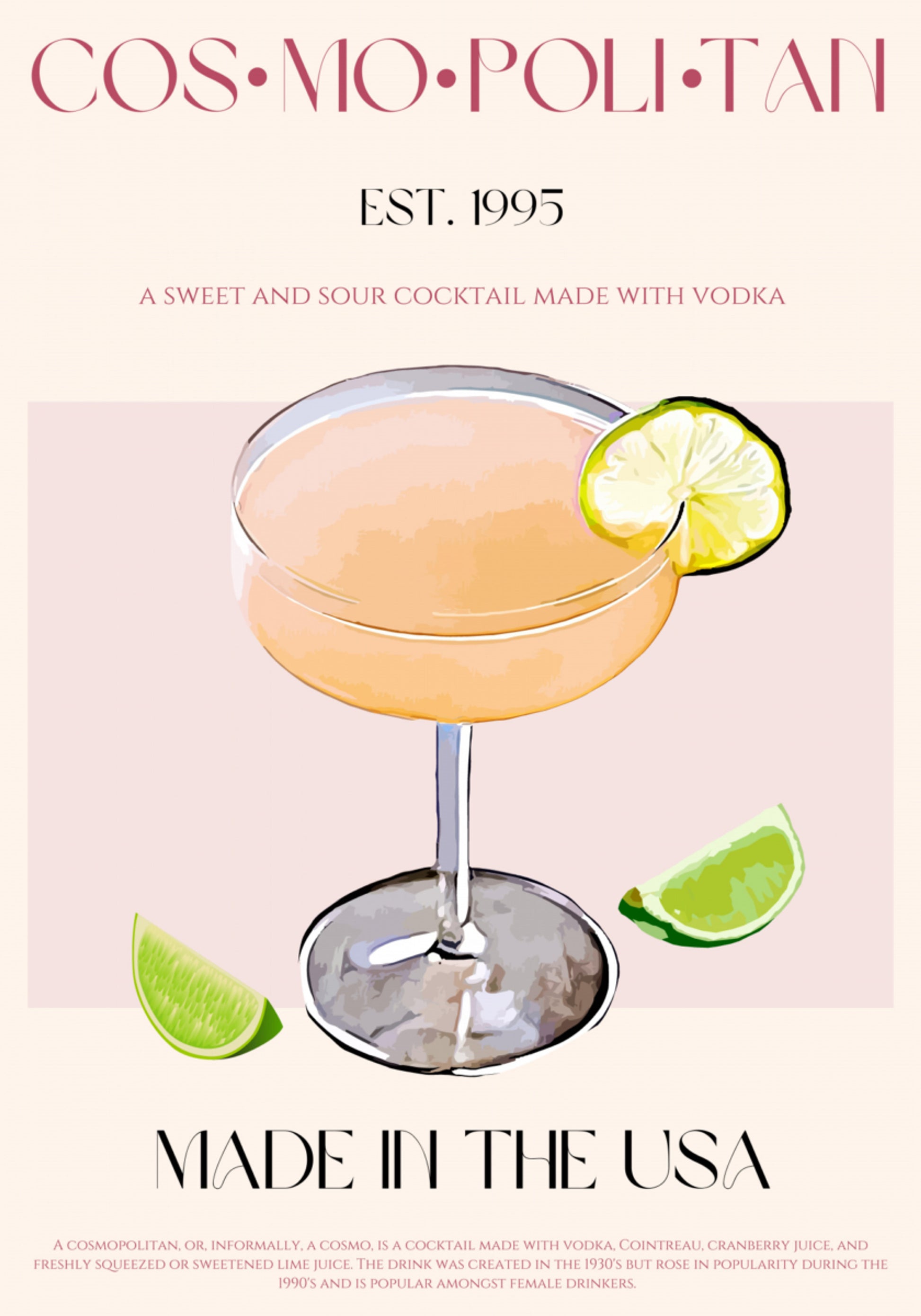 Cocktail cosmopolite au citron vert