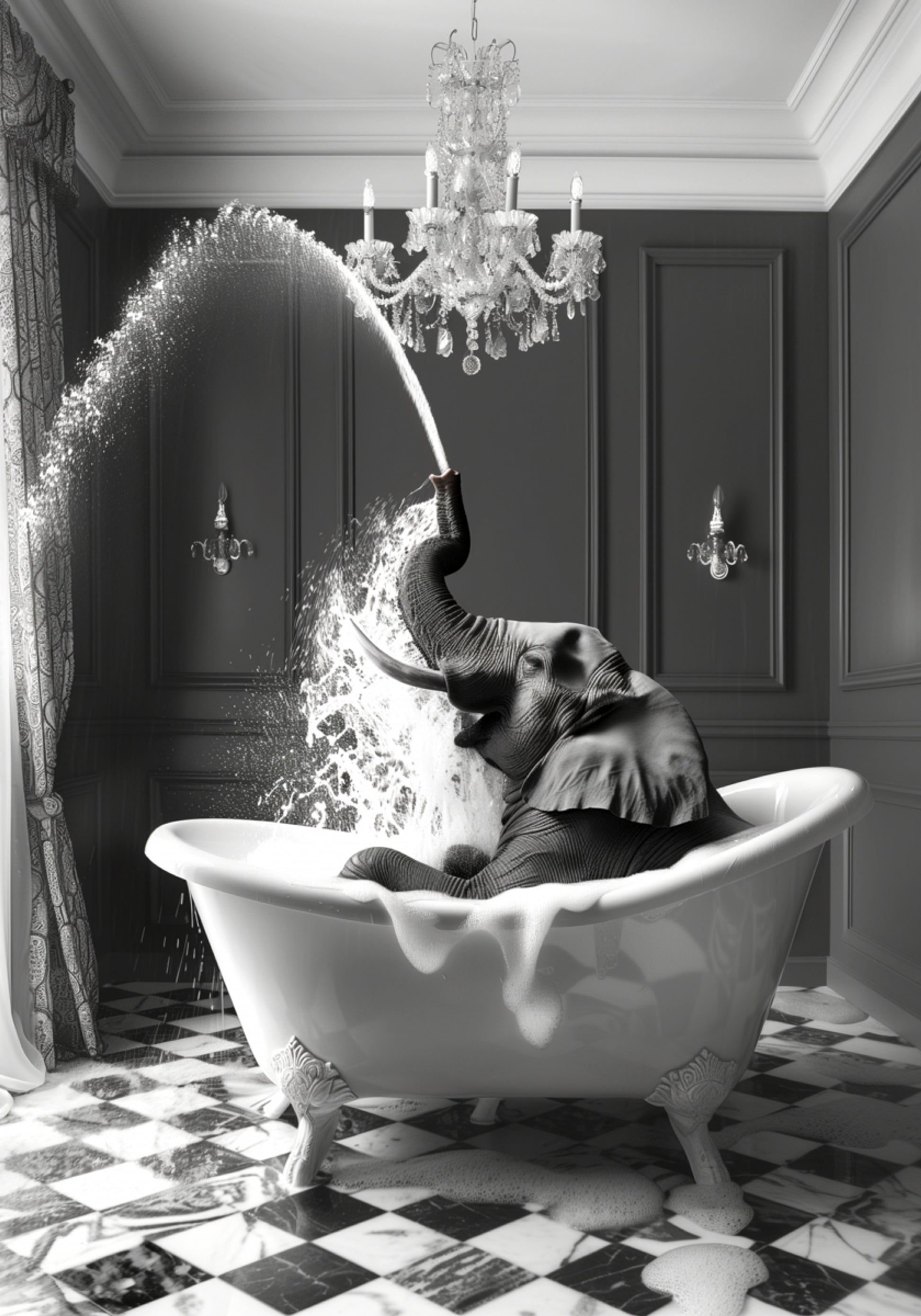 Bain d'éléphant ludique