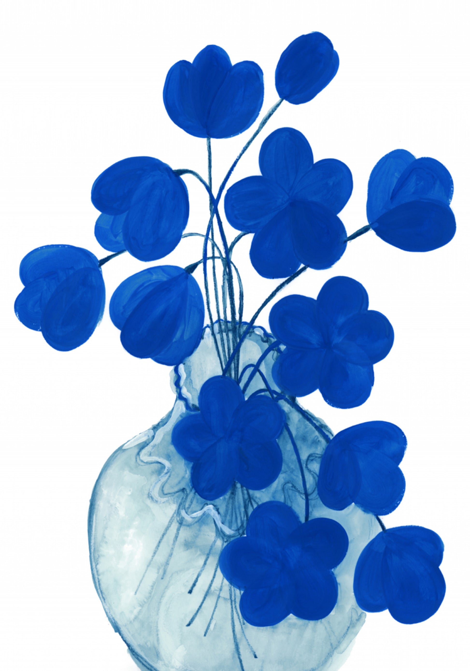 Vase floral bleu profond