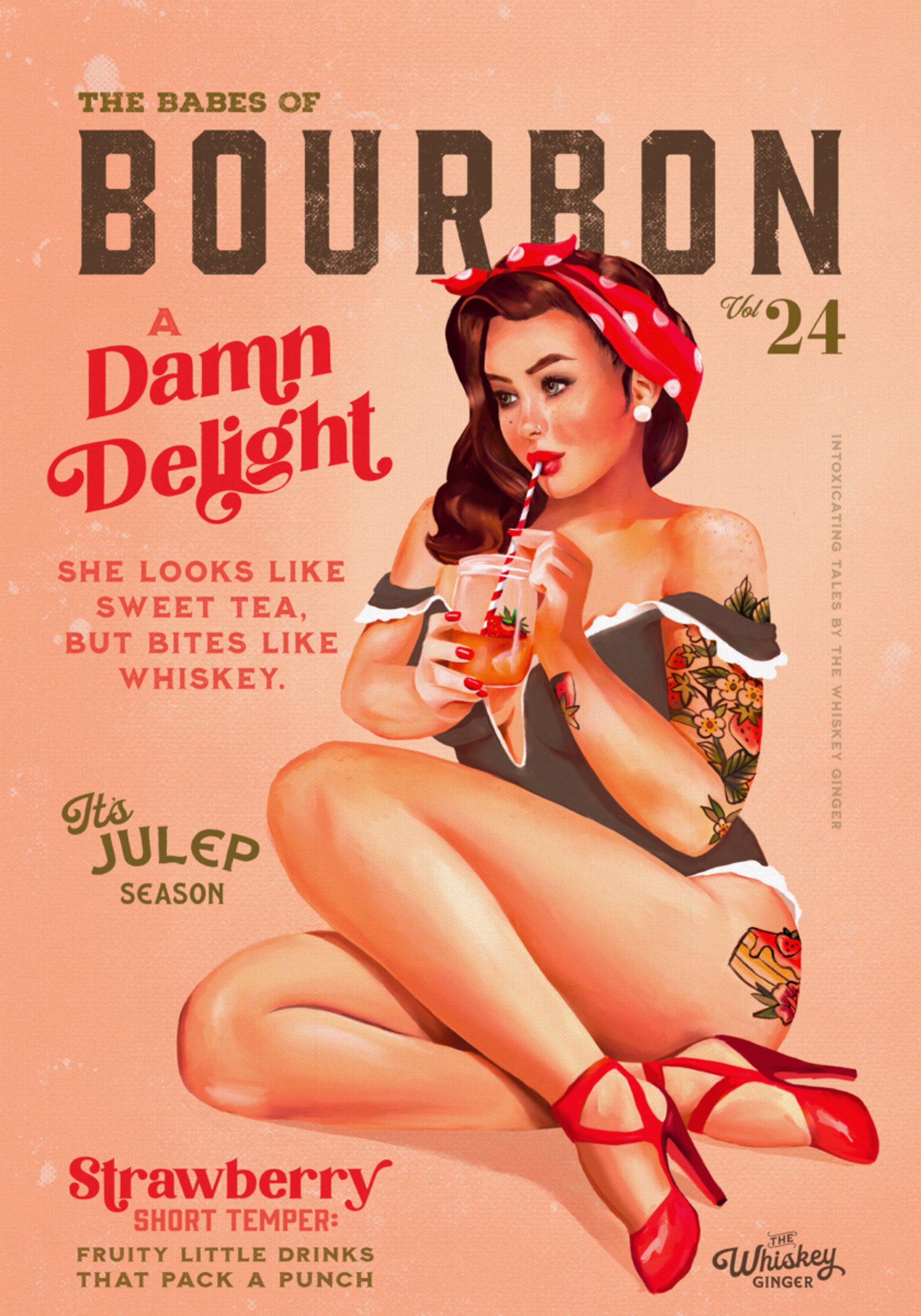 Bourbon Babes Vol 22 Vintage Pinup Girl buvant un cocktail