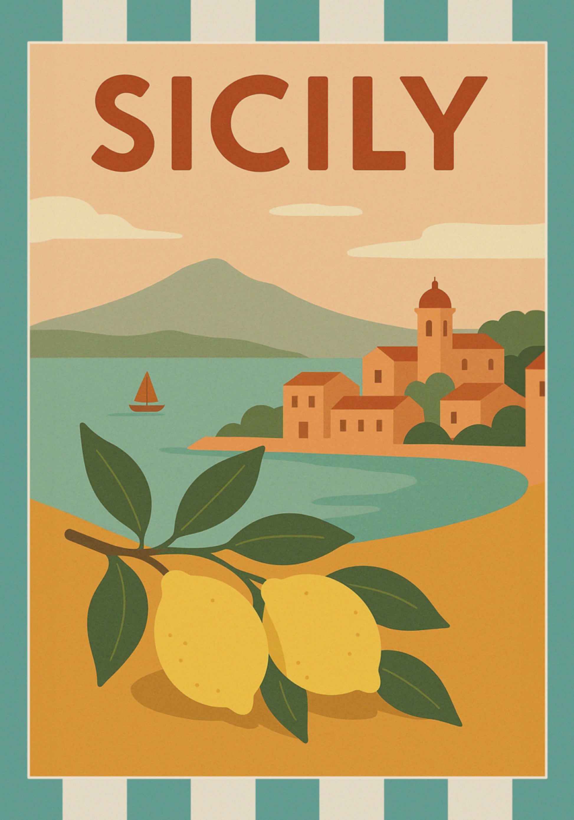 Village côtier des citrons siciliens