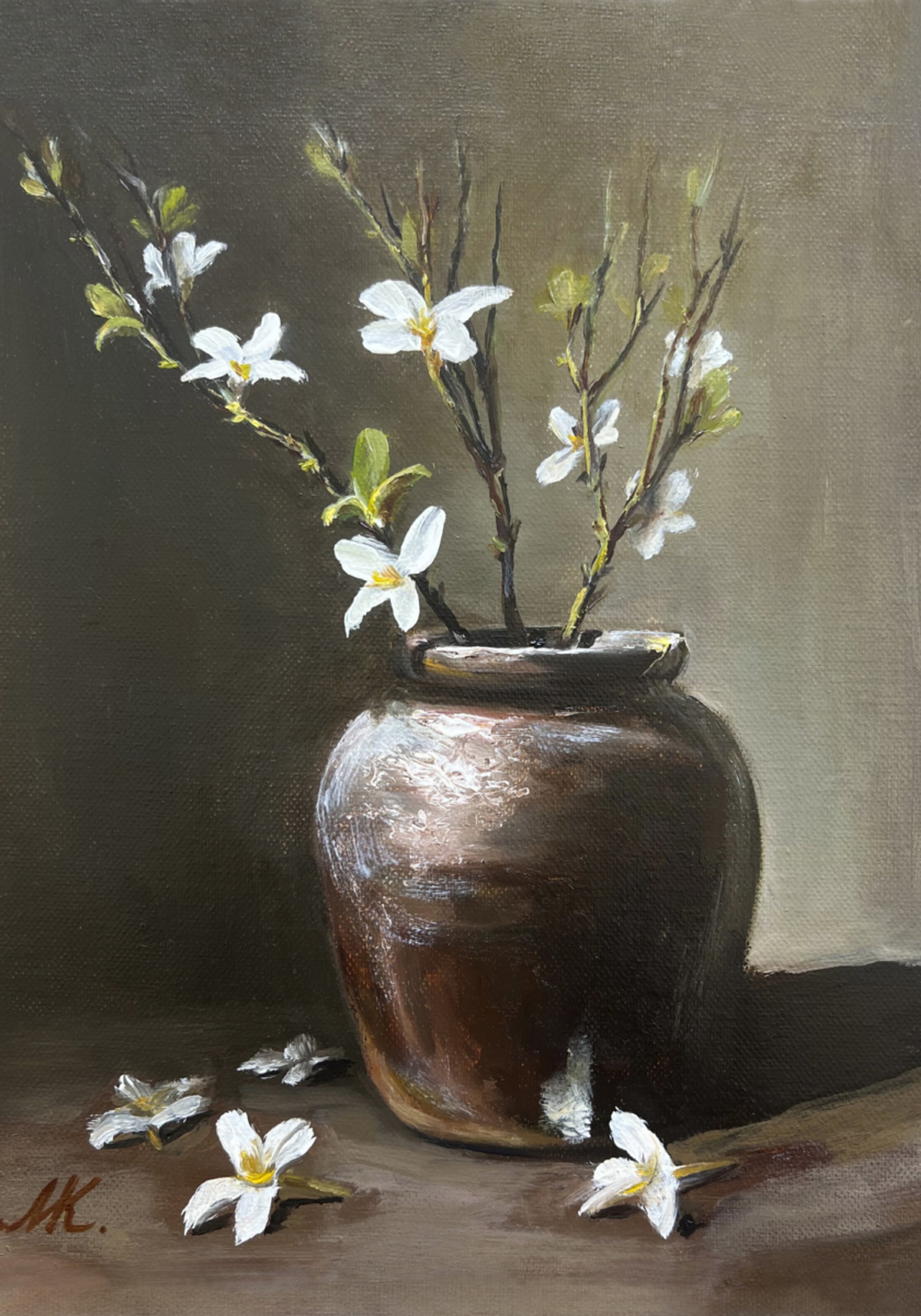 Vase Rustique Fleurs Blanches