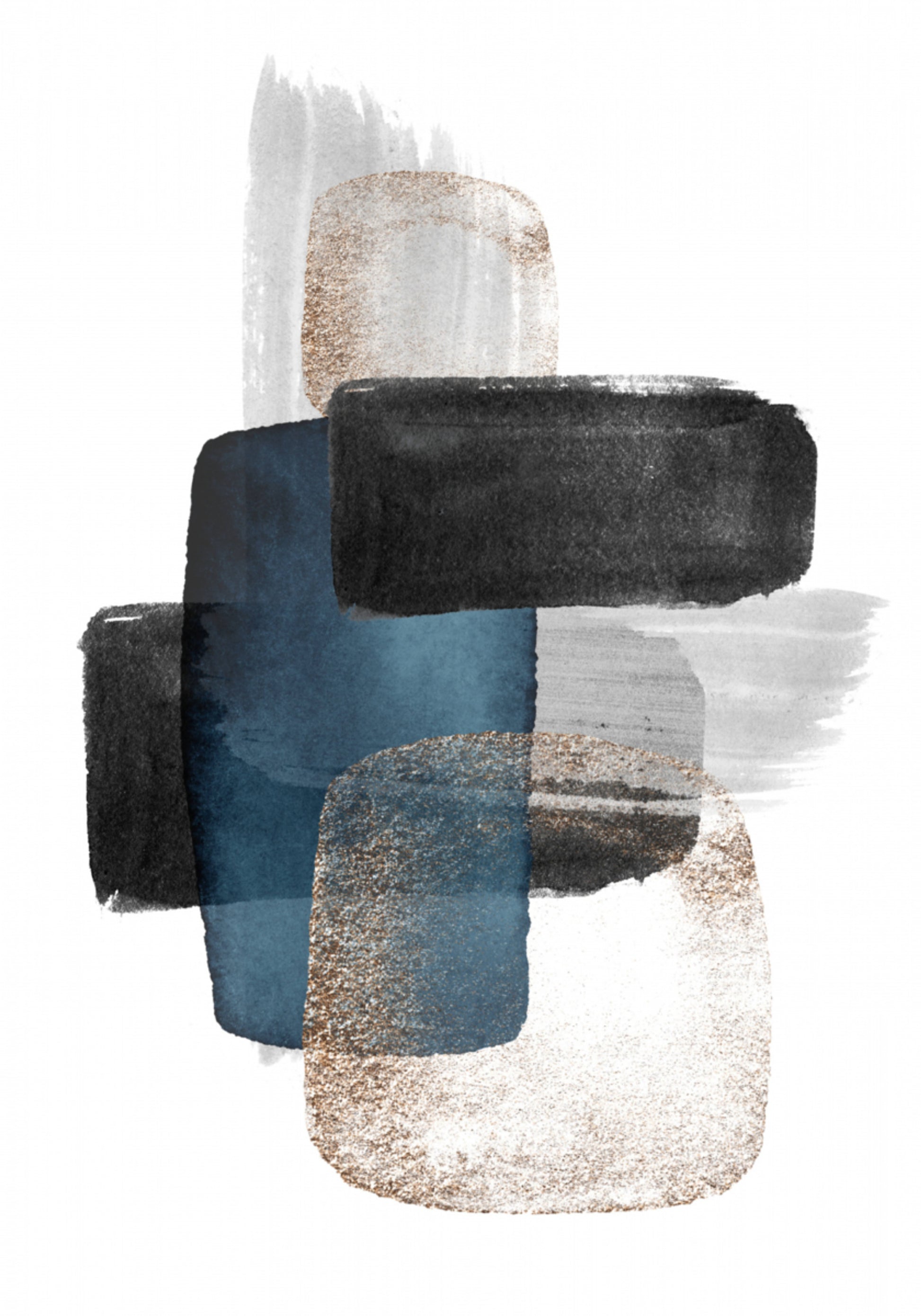 Blocs abstraits en or bleu