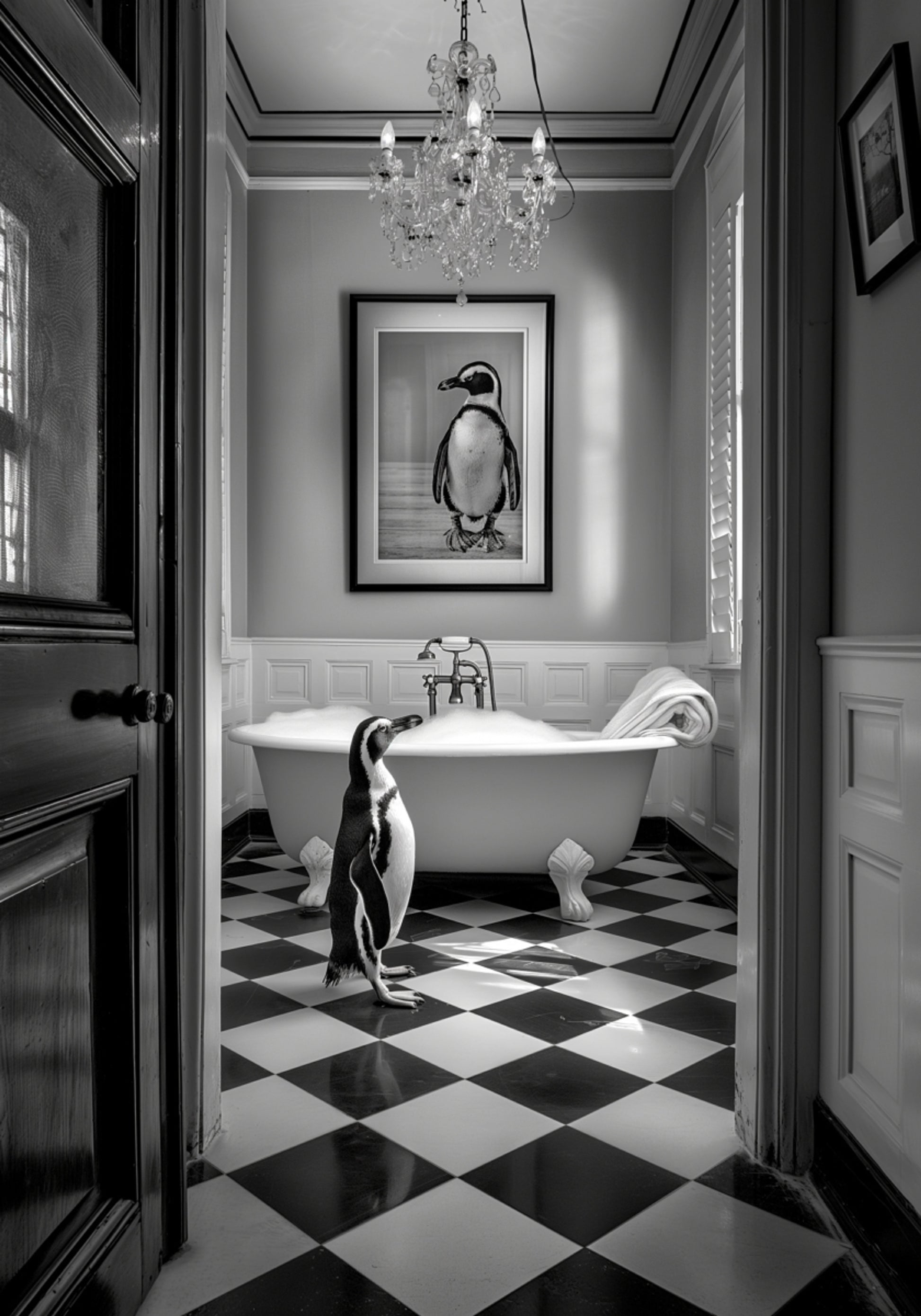 L'heure du bain des pingouins curieux