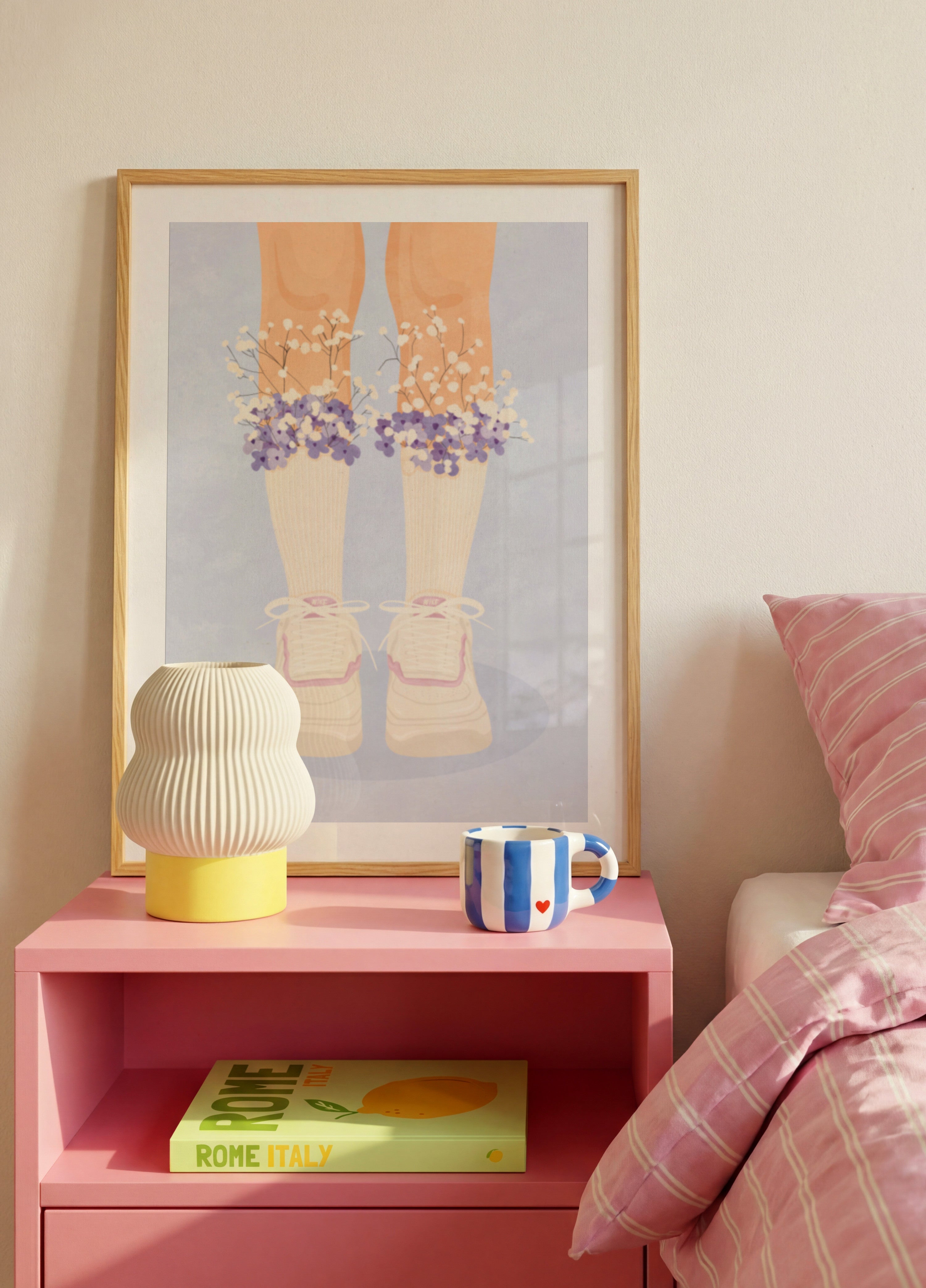 Chaussettes et baskets à fleurs
