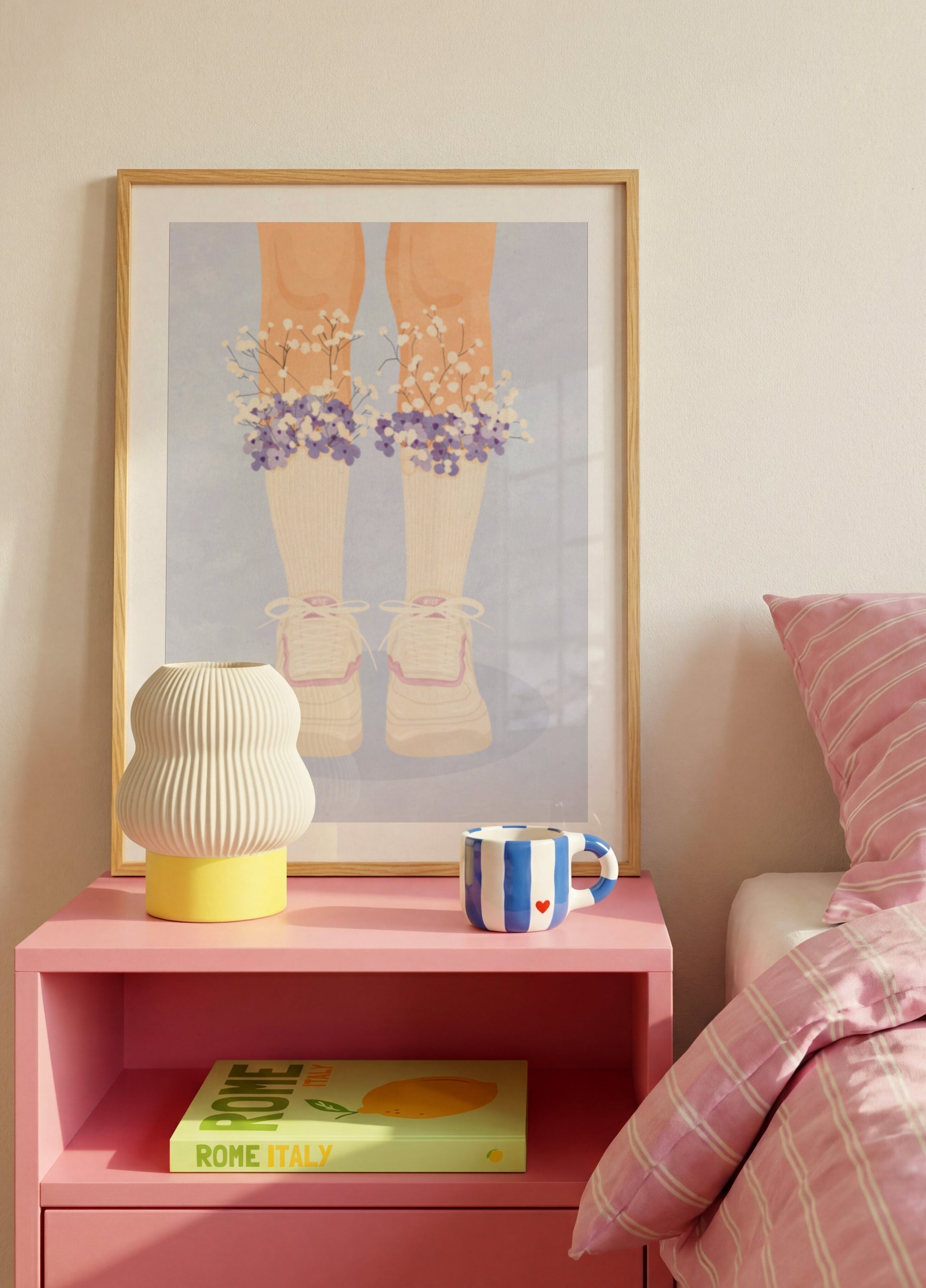 Chaussettes et baskets à fleurs