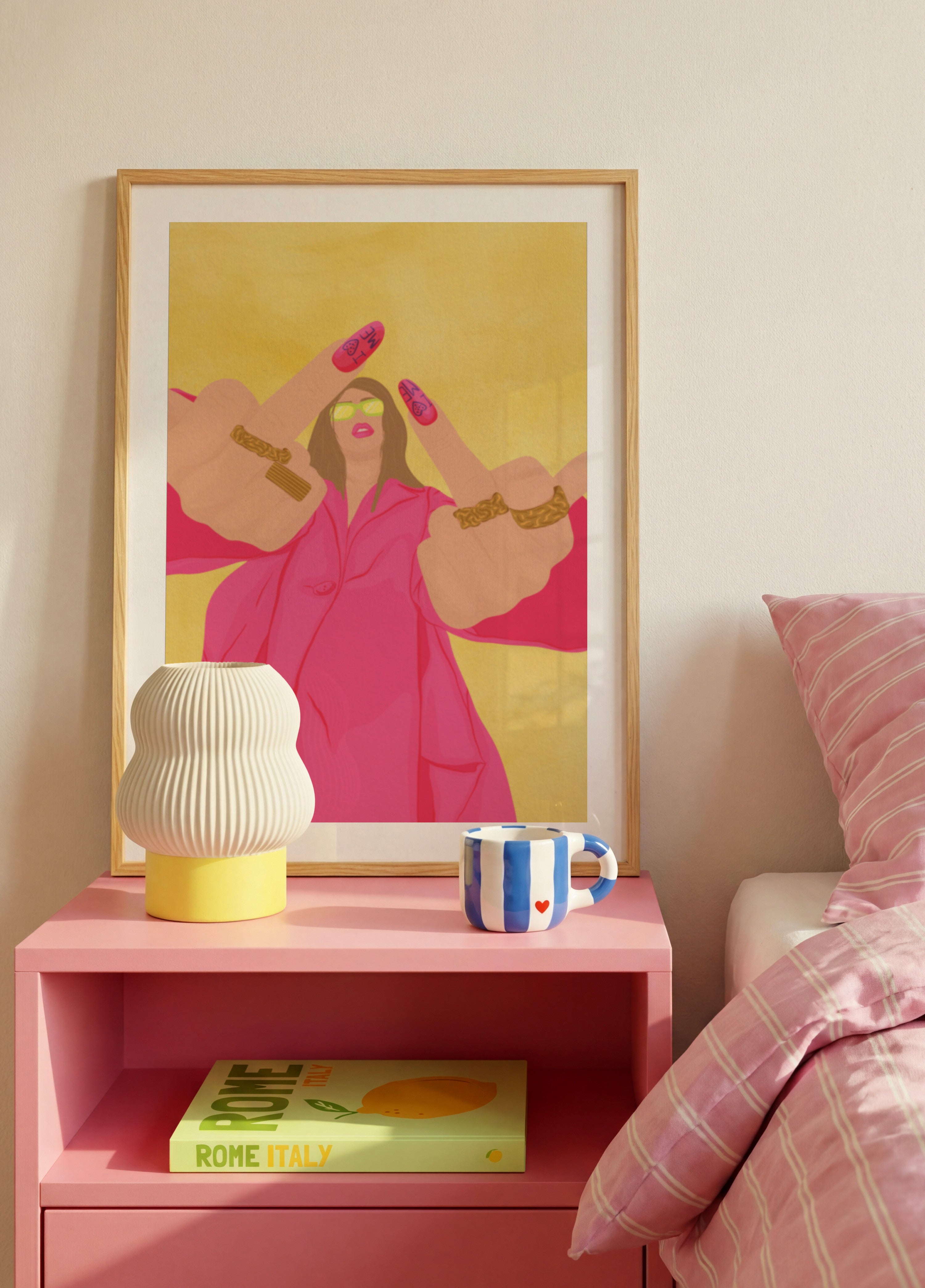 Signe V de mode rose