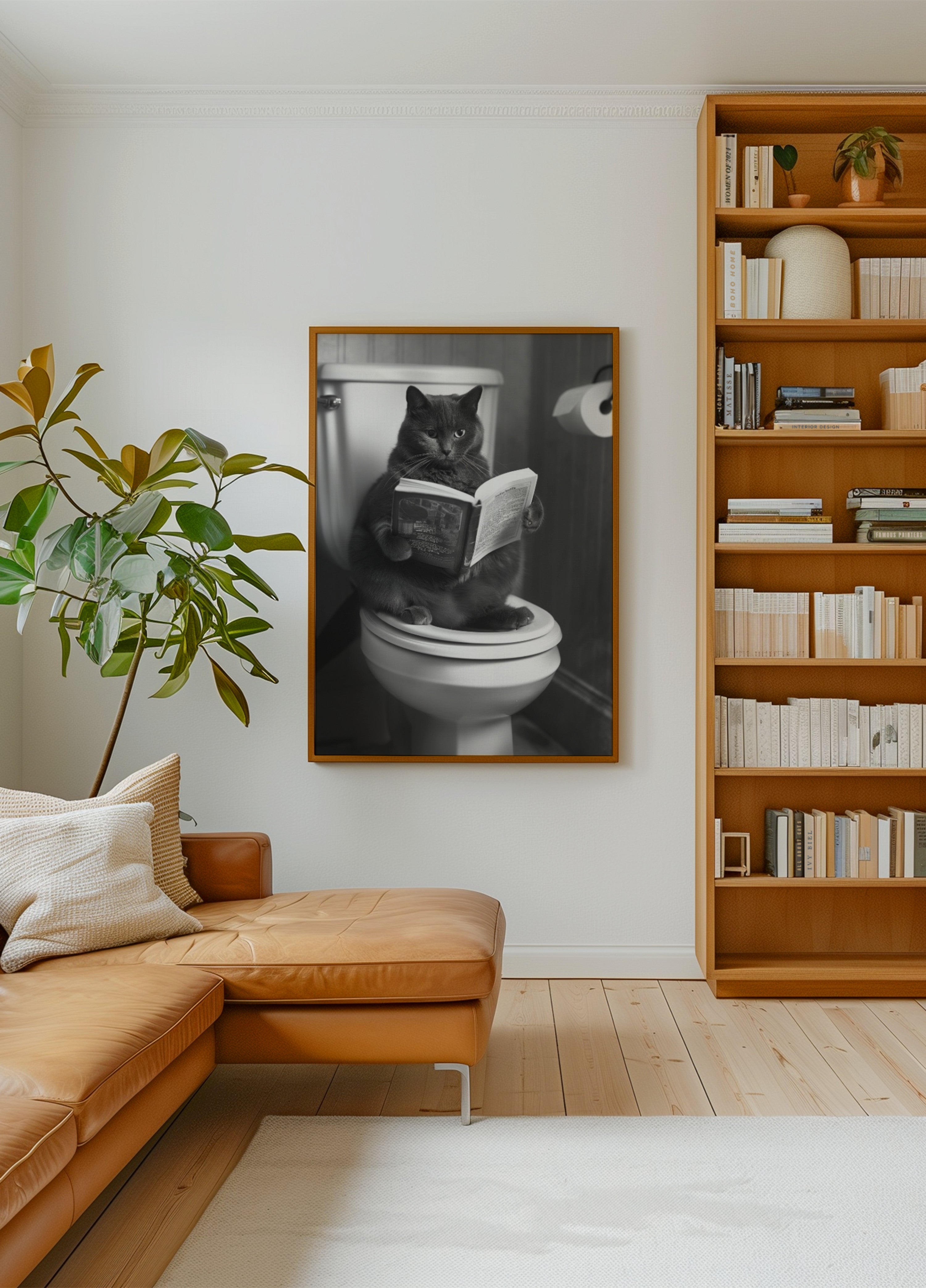 Chaton grande taille aux toilettes