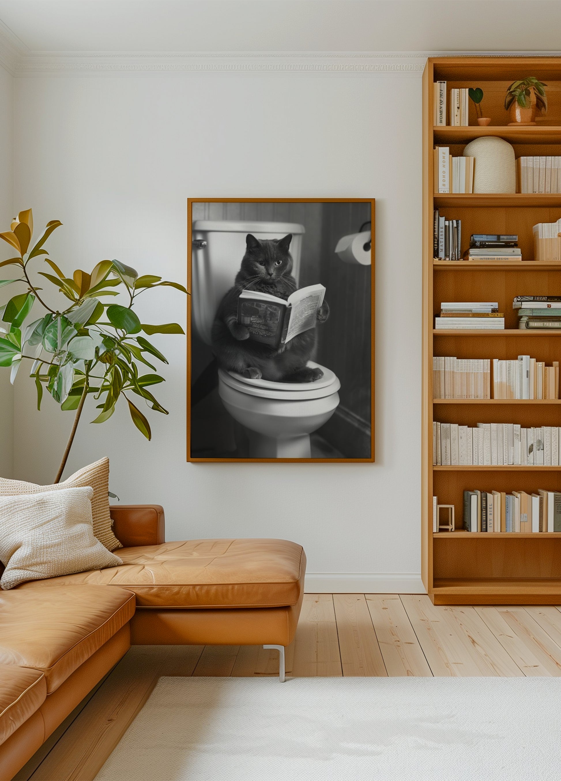Chaton grande taille aux toilettes