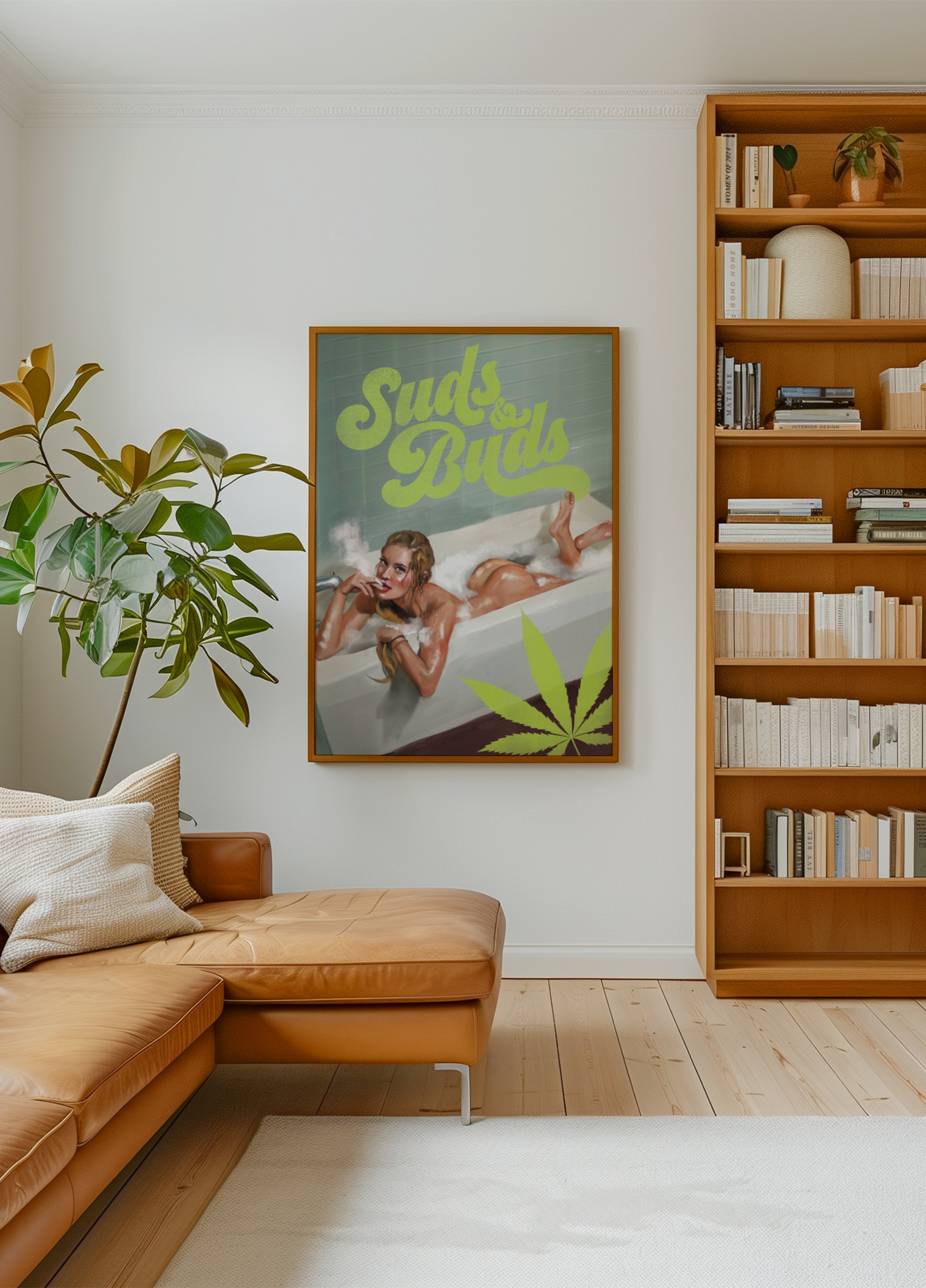 Suds Buds Fille Sexy Fumant Un Joint De Cannabis Dans Le Bain