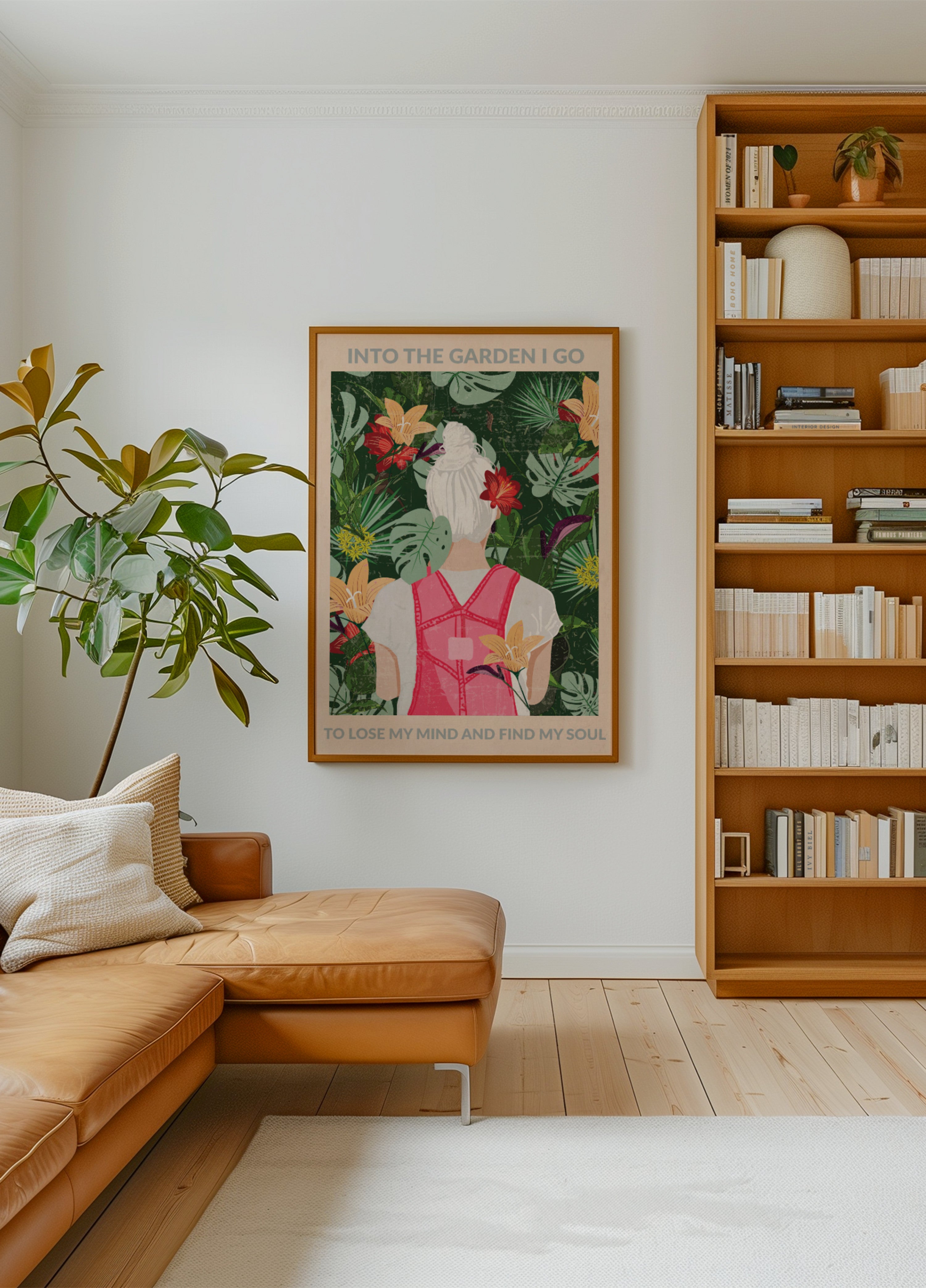 Femme dans un jardin tropical