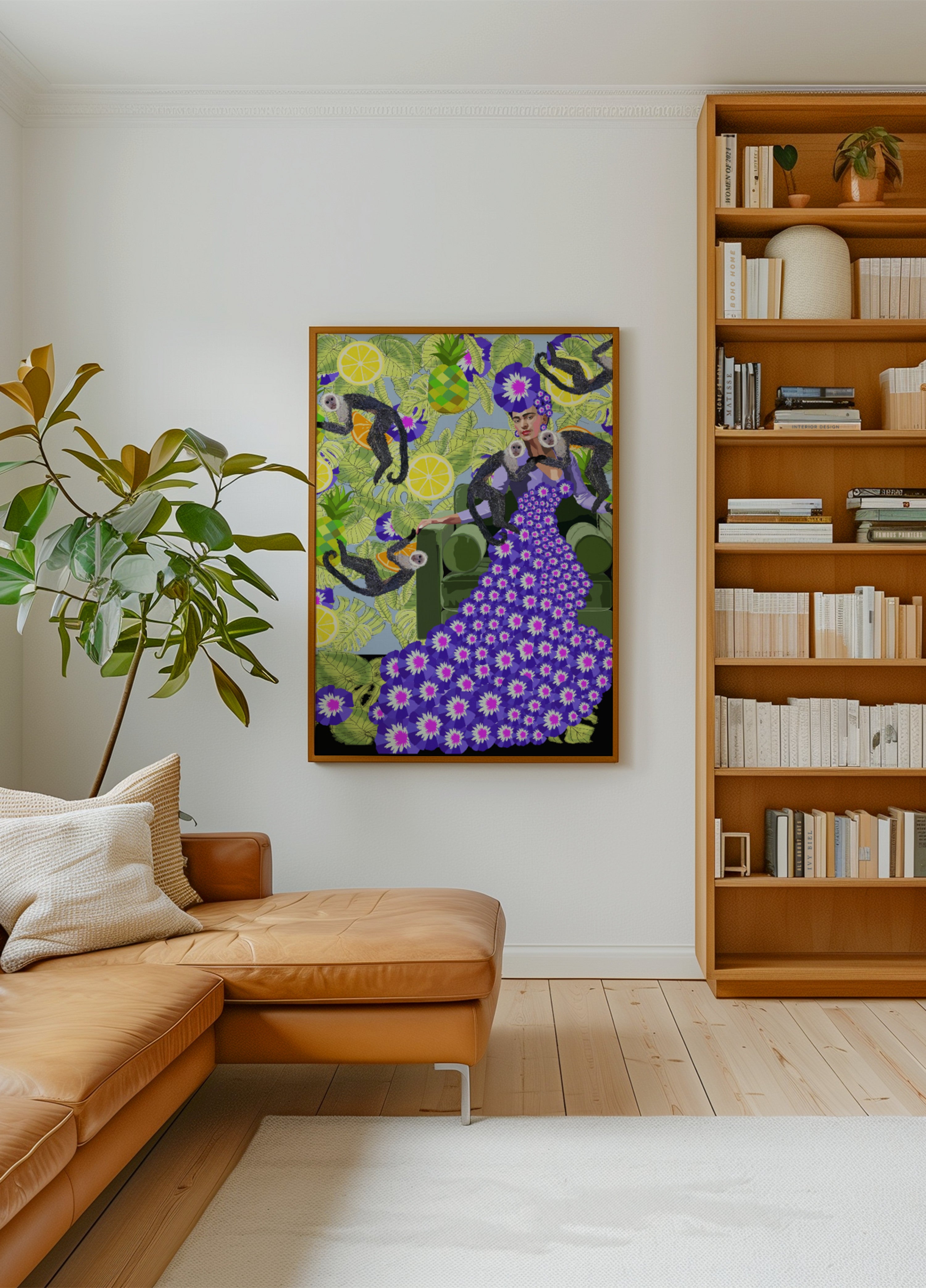 Femme tropicale avec des singes