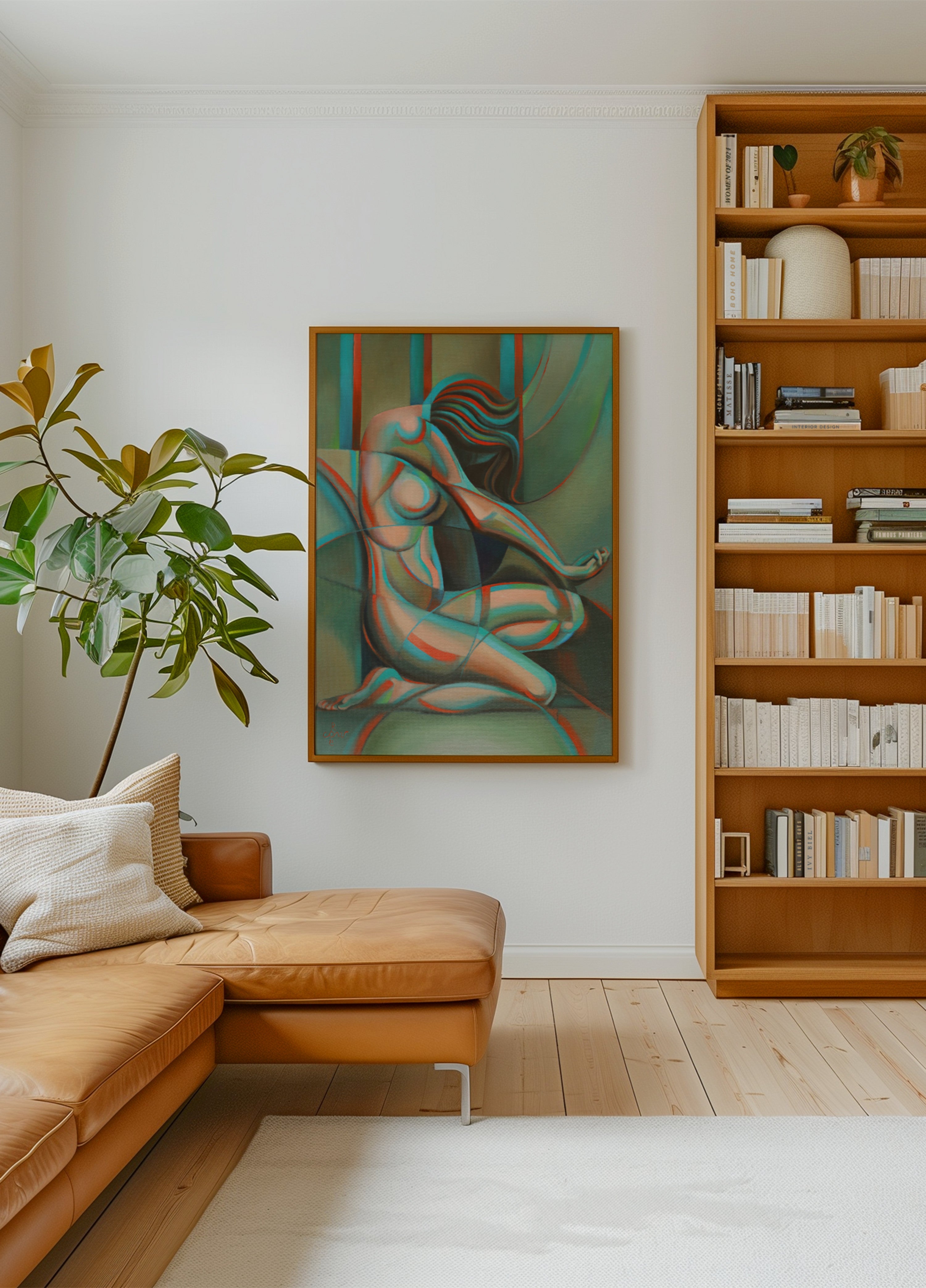 Femme cubiste contemplative