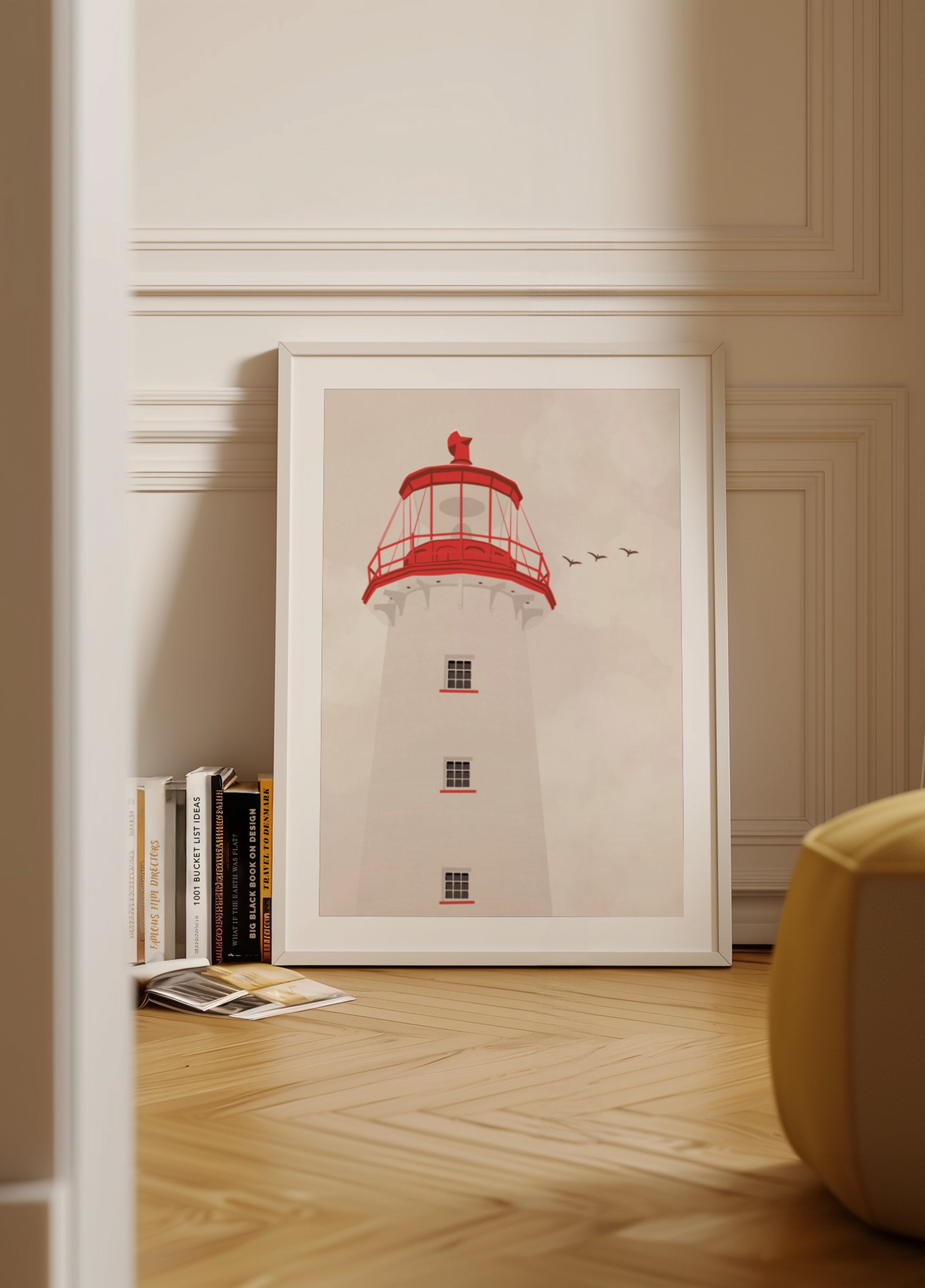 Phare rouge côtier