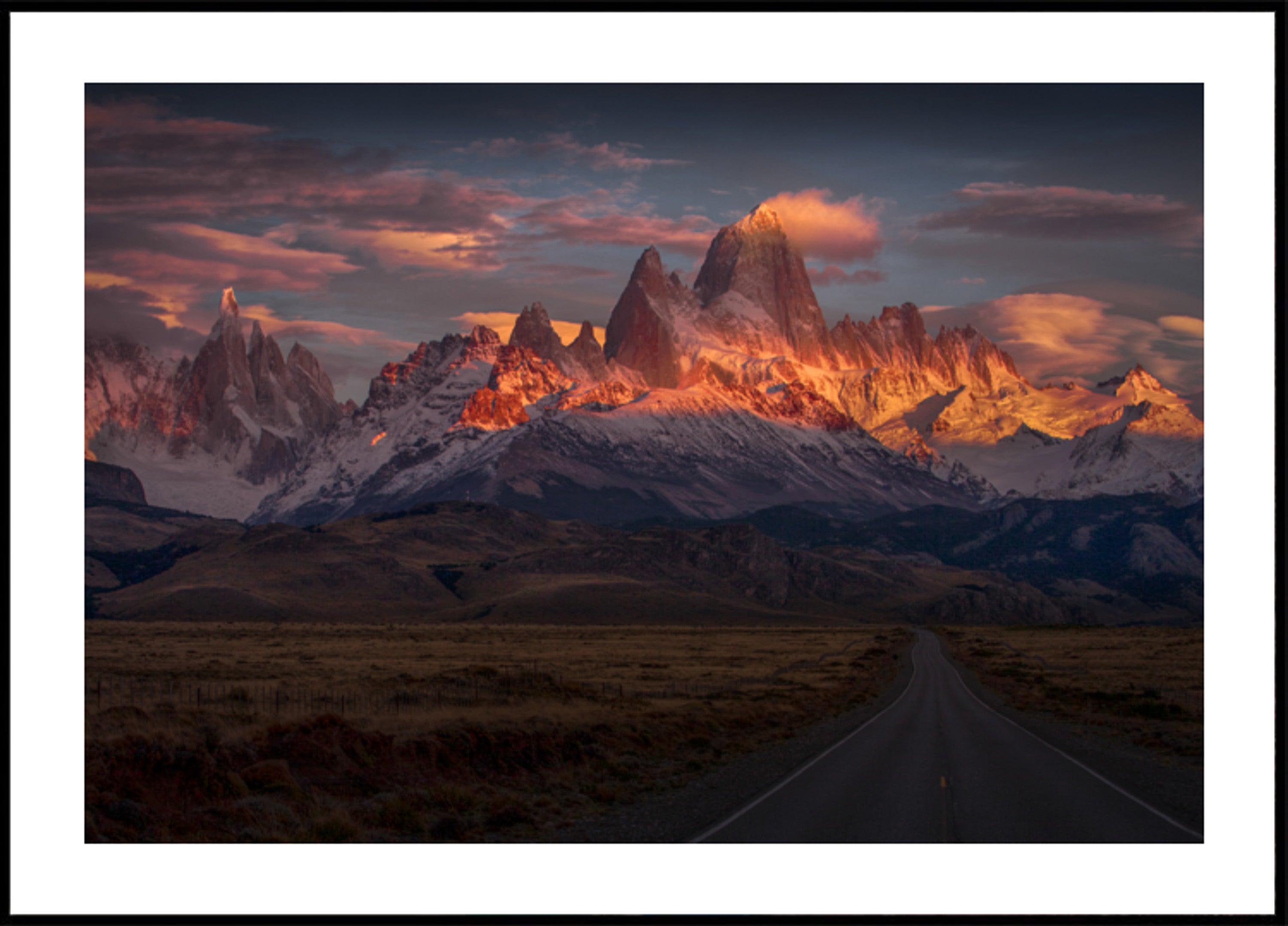 Coucher de soleil doré sur la Patagonie